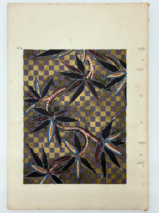 Japanese Antique Original Woodcut Print, Japanese design, Around 1900, Shin-Bijutsukai 12, Antique Japanese print, Kimono Design.