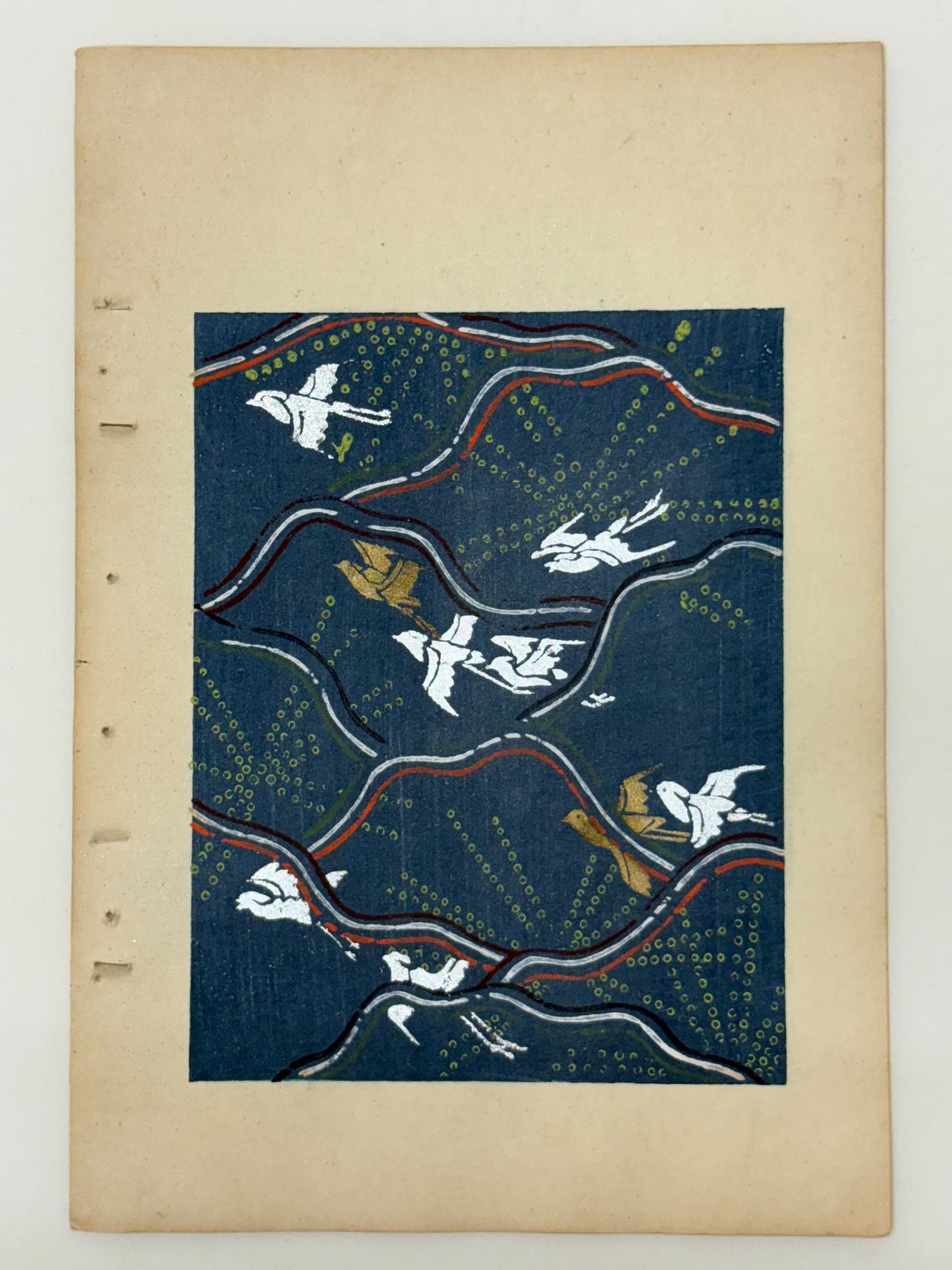 Japanese Antique Original Woodcut Print, Japanese design, Around 1900, Shin-Bijutsukai 12, Antique Japanese print, Kimono Design.