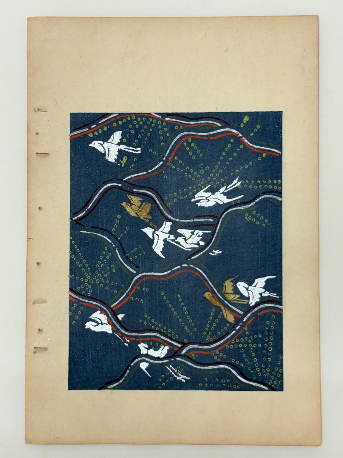 Japanese Antique Original Woodcut Print, Japanese design, Around 1900, Shin-Bijutsukai 12, Antique Japanese print, Kimono Design.
