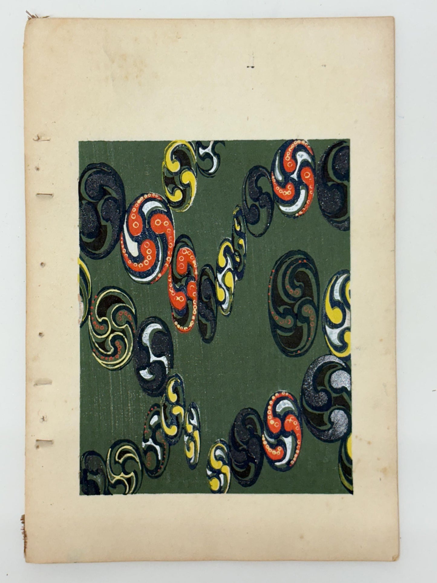 Japanese Antique Original Woodcut Print, Japanese design, Around 1900, Shin-Bijutsukai 12, Antique Japanese print, Kimono Design.