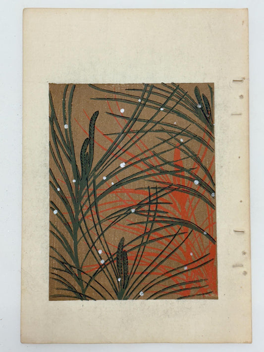 Japanese Antique Original Woodcut Print, Japanese design, Around 1900, Shin-Bijutsukai 12, Antique Japanese print, Kimono Design.