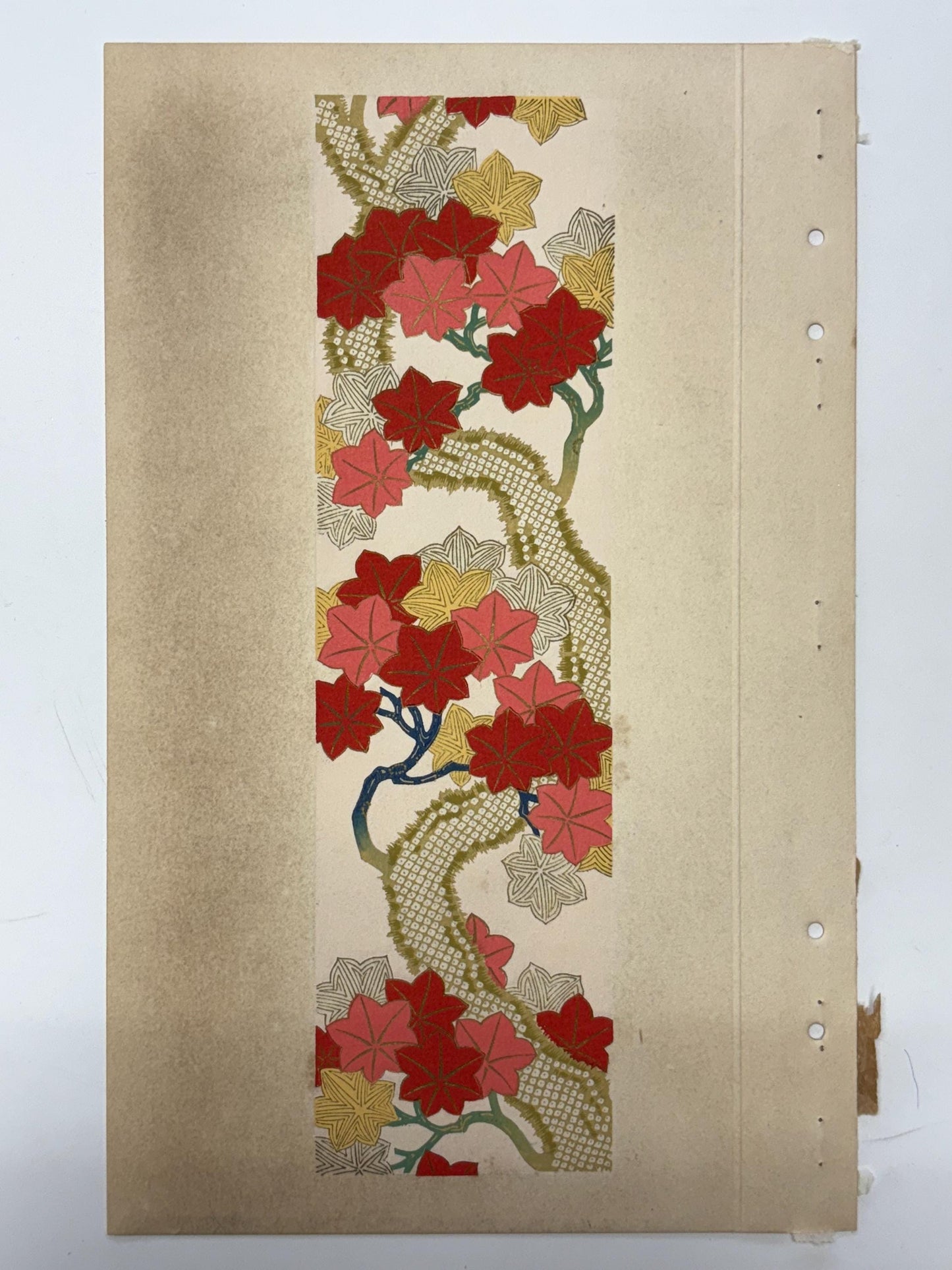 Japanese antique woodblock print, Design, 1937, Kawarazaki Kodo, Kimono design. 2-7