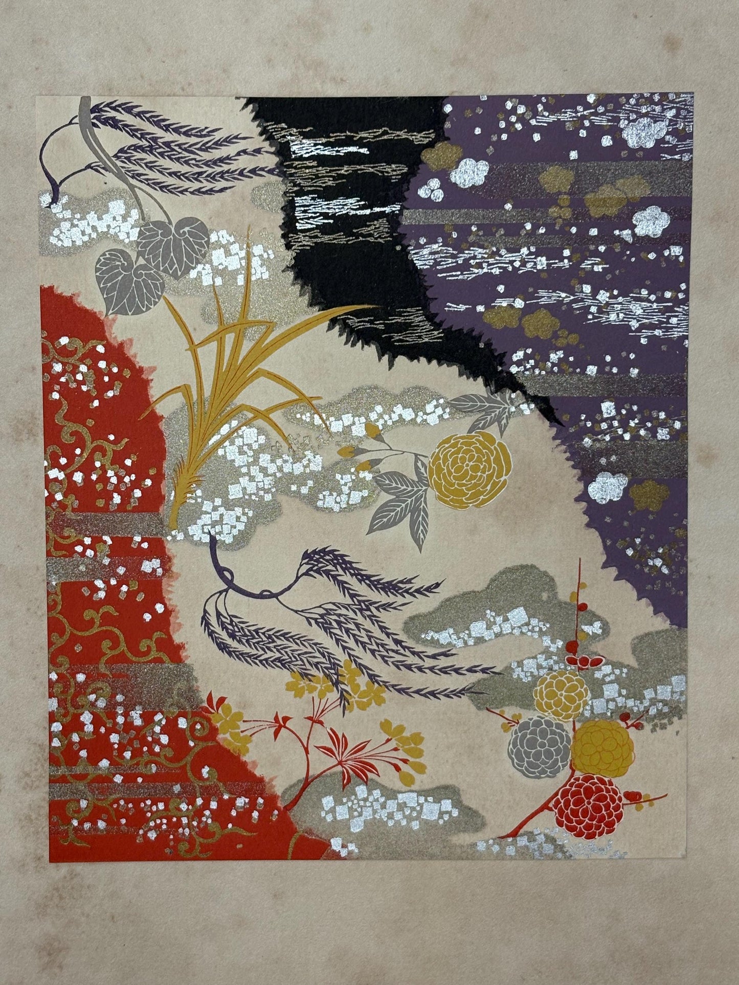 Japanese antique woodcut design book, 1936, Ueno Tameji, "Tsurezuregusa(Essays in Idleness)", vol.2.