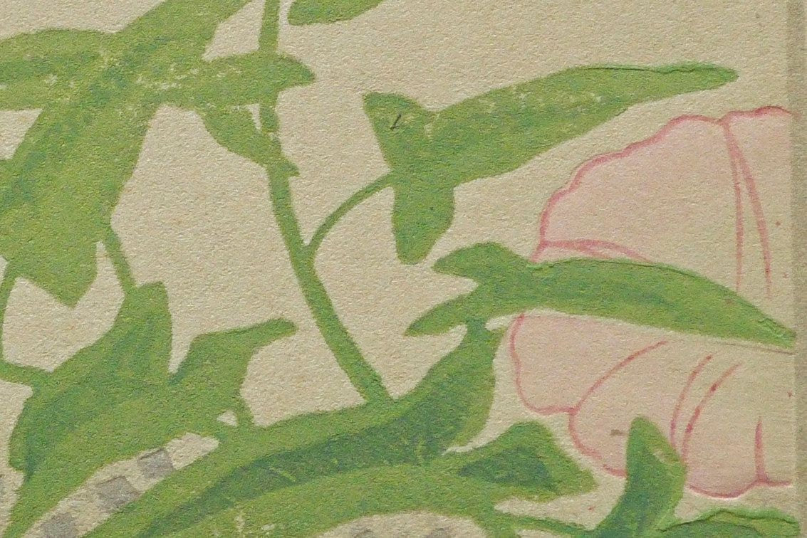 1932, Ukiyoe, Original Sōsaku-hanga, Woodblock print, antique, Tokuriki Tomikichiro, "Calystegia japonica"