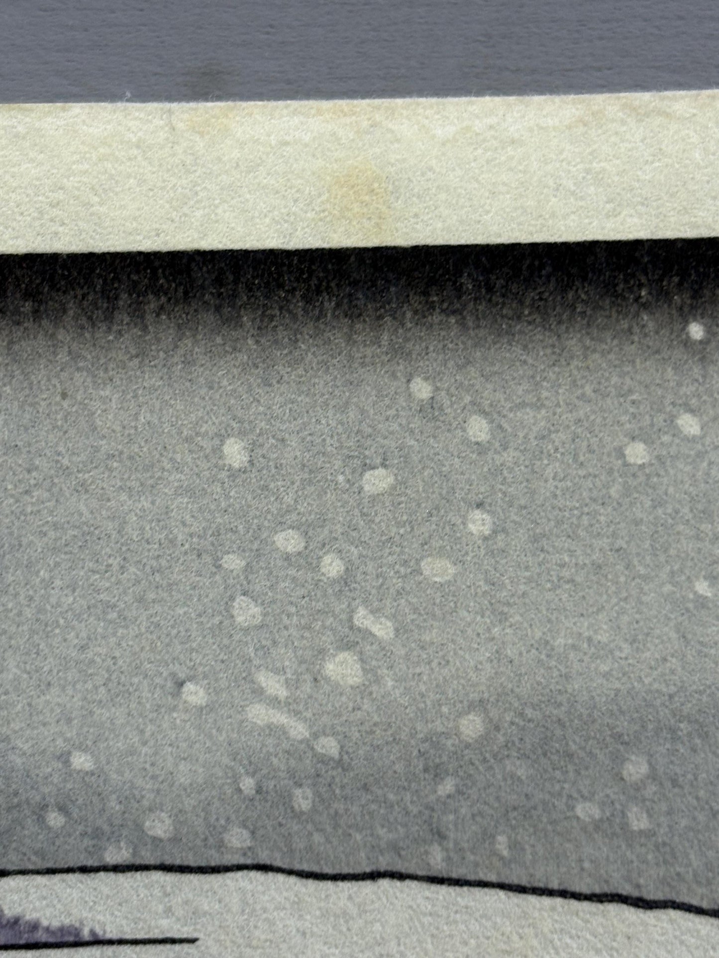 Japanese Ukiyoe, woodcut print, Hiroshige, "Evening Snow at Asakusa, triptych", Woodcut print.