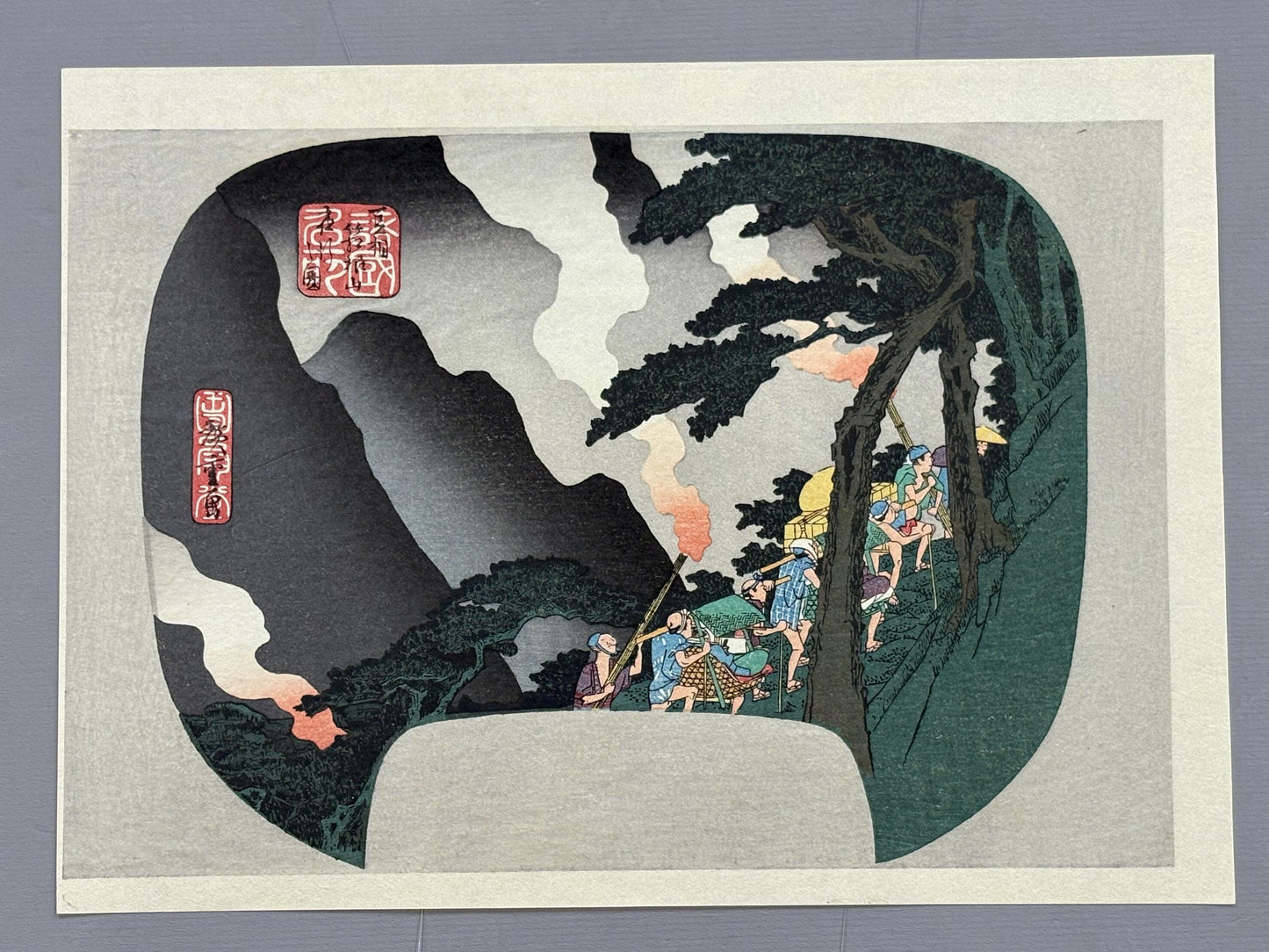 Japanese Ukiyo-e Woodblock print, Ando Hiroshige "Passage through Hakone"