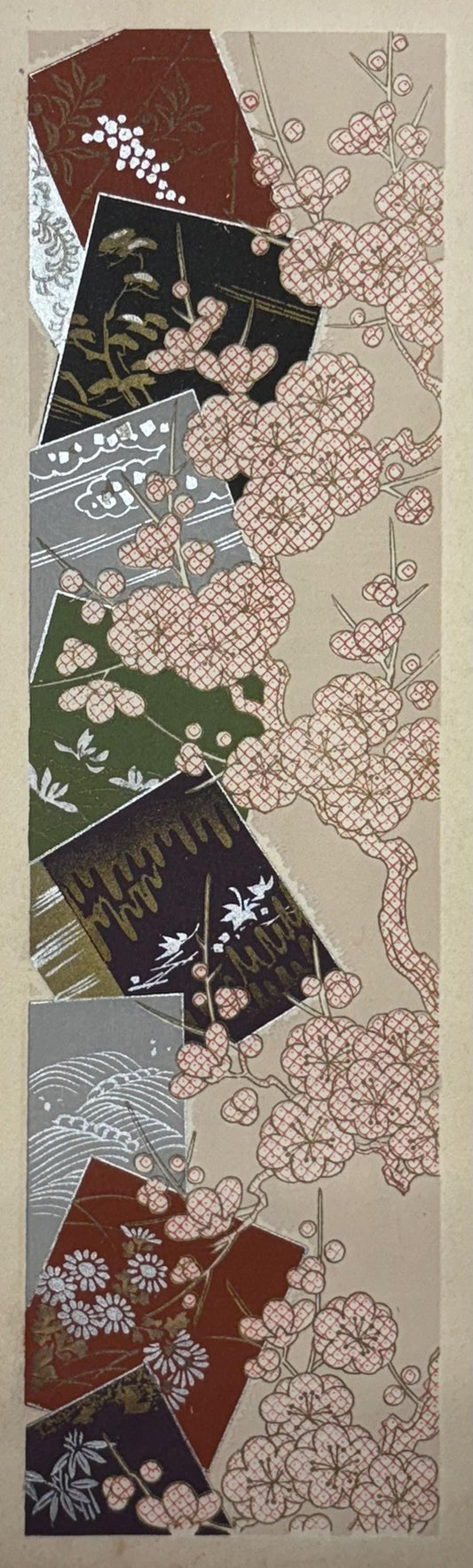 Japanese antique woodblock print, Design, 1937, Kawarazaki Kodo, Kimono design. 2-7