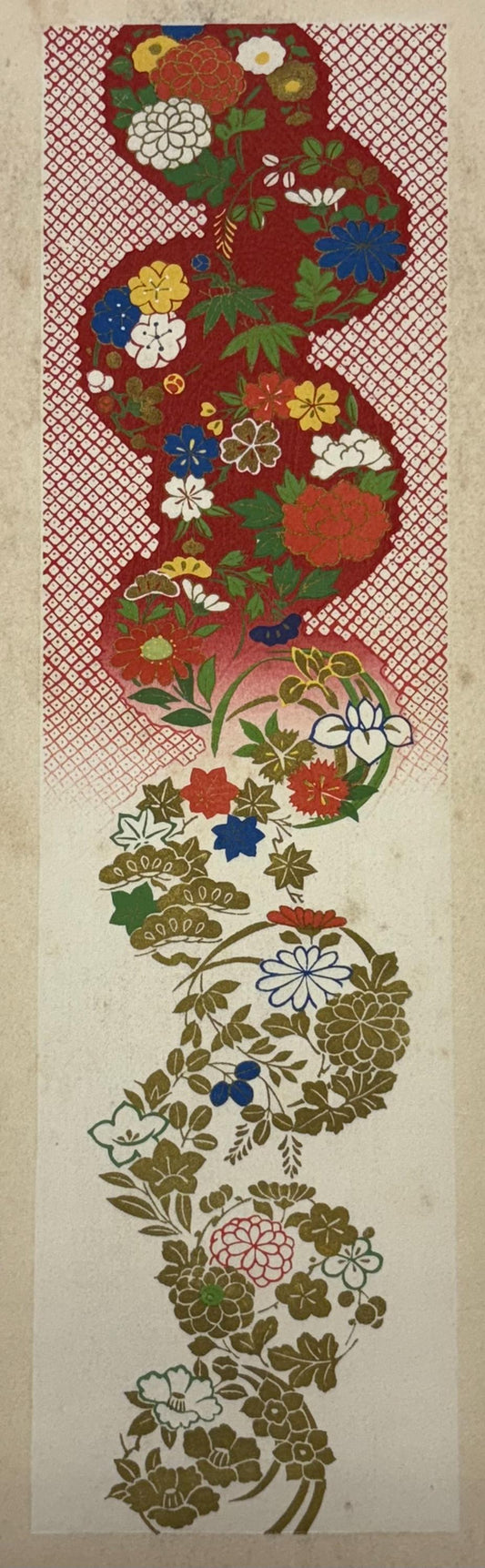 Japanese antique woodblock print, Design, 1937, Kawarazaki Kodo, Kimono design. 2-16