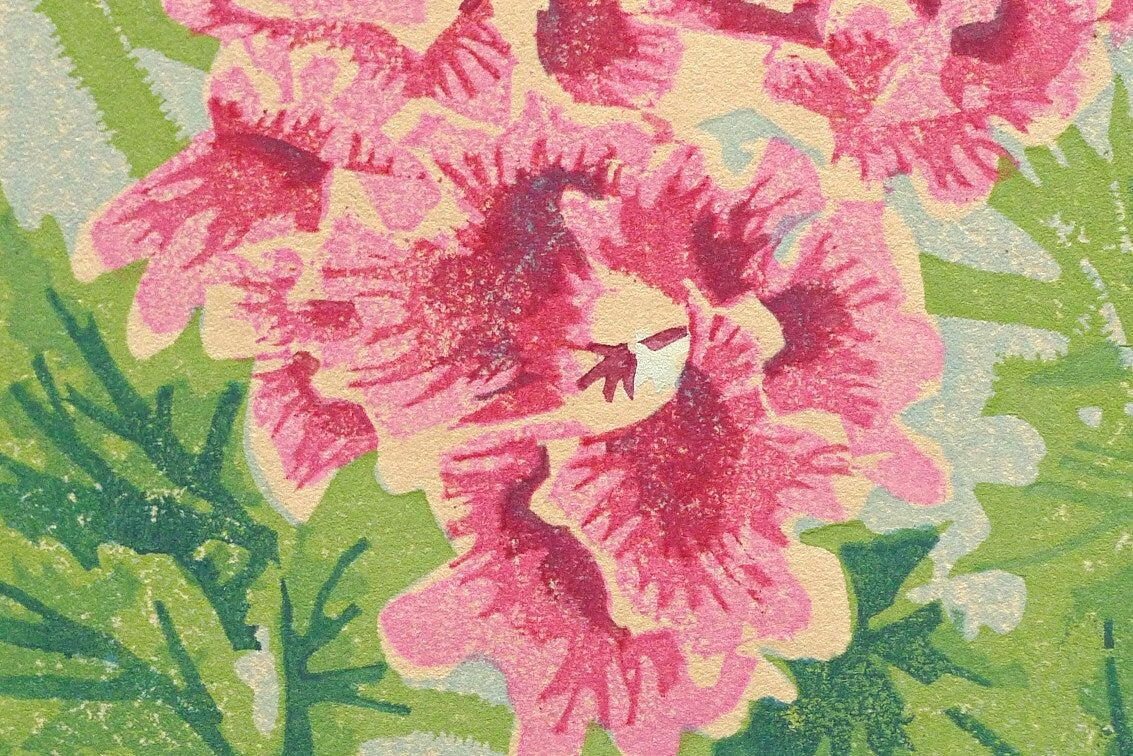 1932, Ukiyoe, Original Sōsaku-hanga, Woodblock print, Eichi Kotozuka, "Pelargonium"