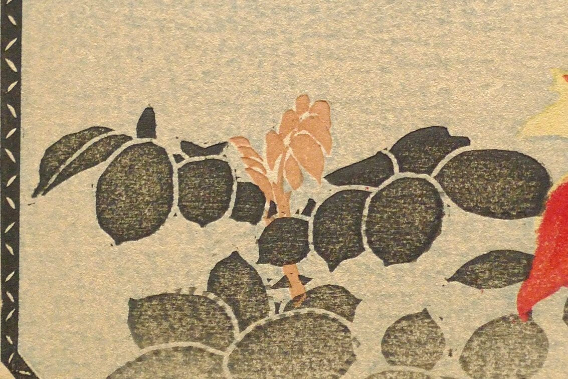 1932, Ukiyoe, Original Sōsaku-hanga, Woodblock print, Tomikichiro Tokuriki, "Rose"