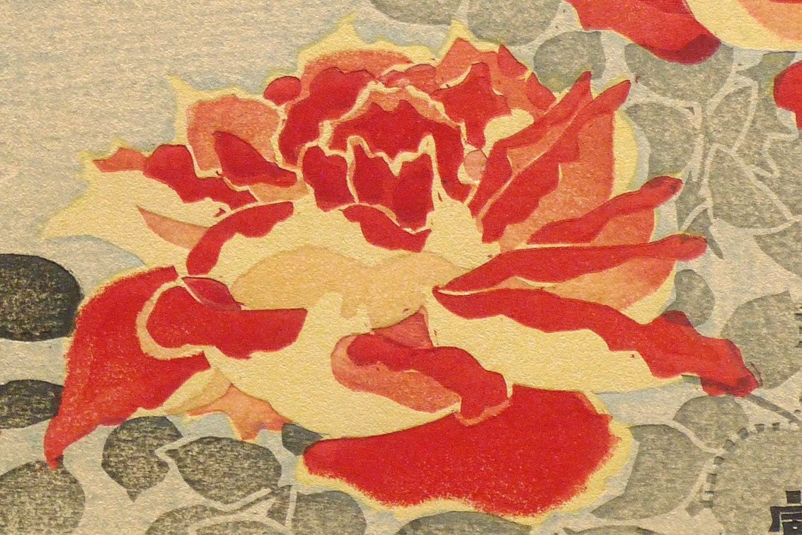 1932, Ukiyoe, Original Sōsaku-hanga, Woodblock print, Tomikichiro Tokuriki, "Rose"