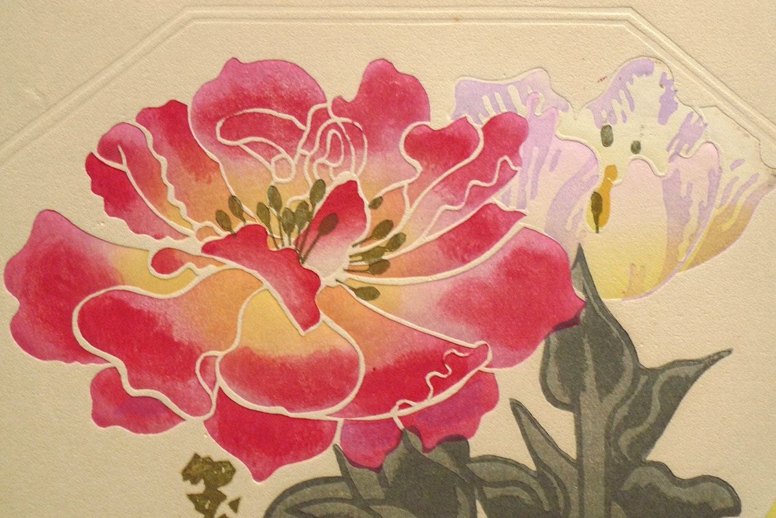 1932, Ukiyoe, Original Sōsaku-hanga, Woodblock print, Tobei Kamei, "Tulip"