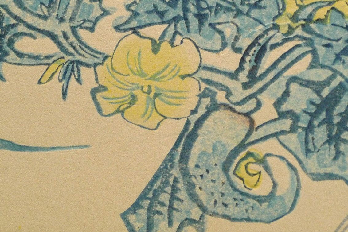 1932, Ukiyoe, Original Sōsaku-hanga, Woodblock print, Eichi Kotozuka, "Cucumber"