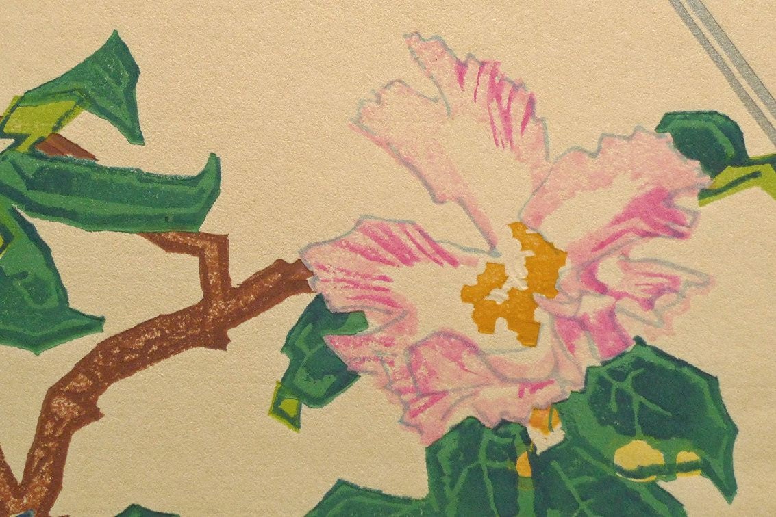 1932, Ukiyoe, Original Sōsaku-hanga, Woodblock print, Eichi Kotozuka, "Camellia"