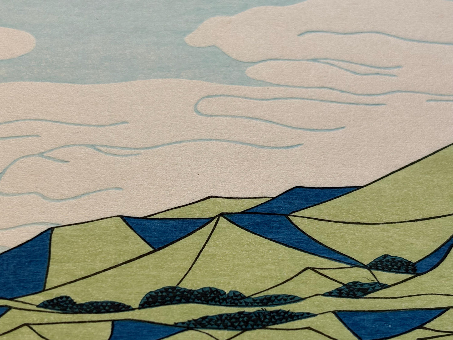 Japanese Ukiyoe, woodcut print, Shotei Hokuju, "Dragnet fishing at Kujukuri beach"