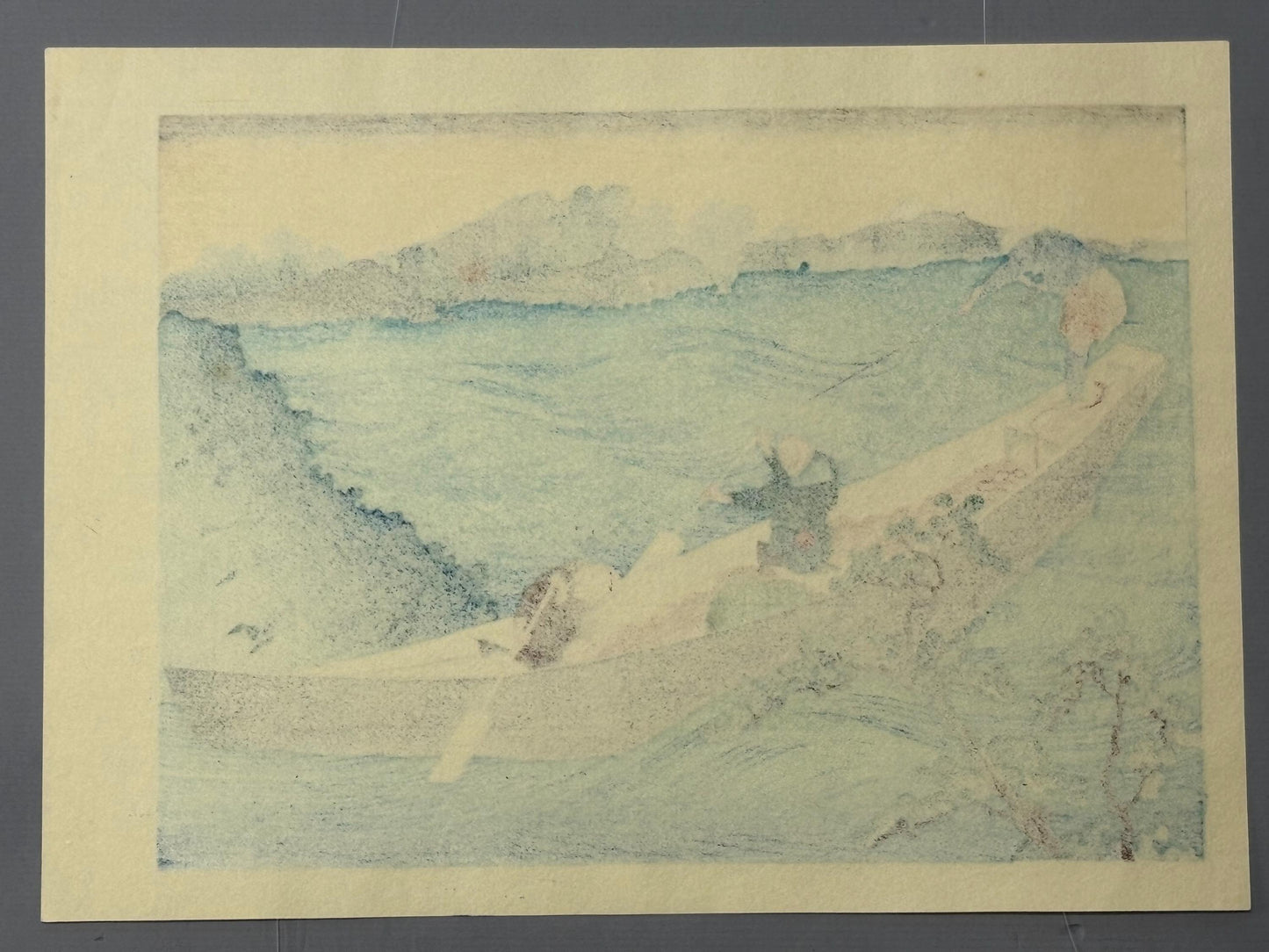 Japanese Ukiyoe, Woodblock print, Katsushika Hokusai, "Mt.fuji from the lake Suwa with Mt.Yastugatake for a foreground"