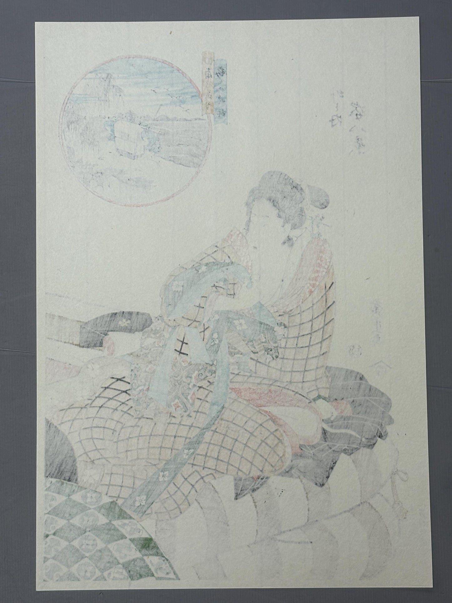 Japanese Ukiyoe, Woodblock print, Hiroshige,  "Courtesan with Green Scarf".