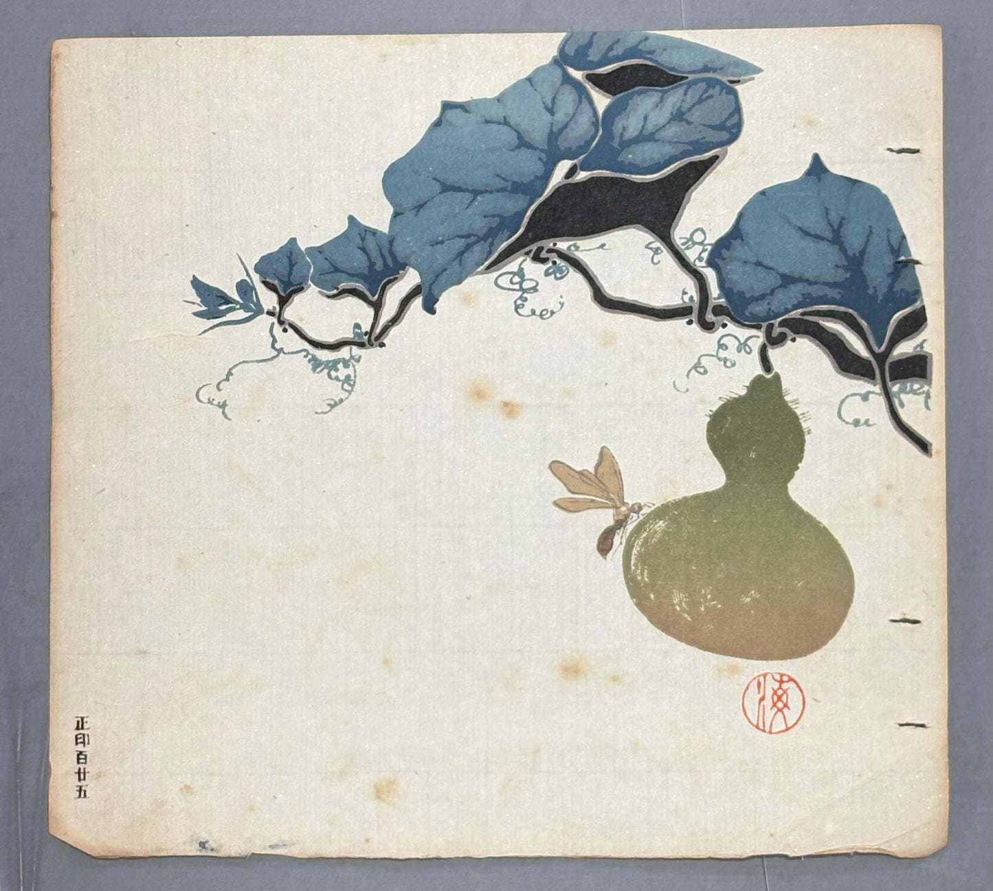 Japanese antique design, lithographic print, around a hundred years ago, ”gourd”.