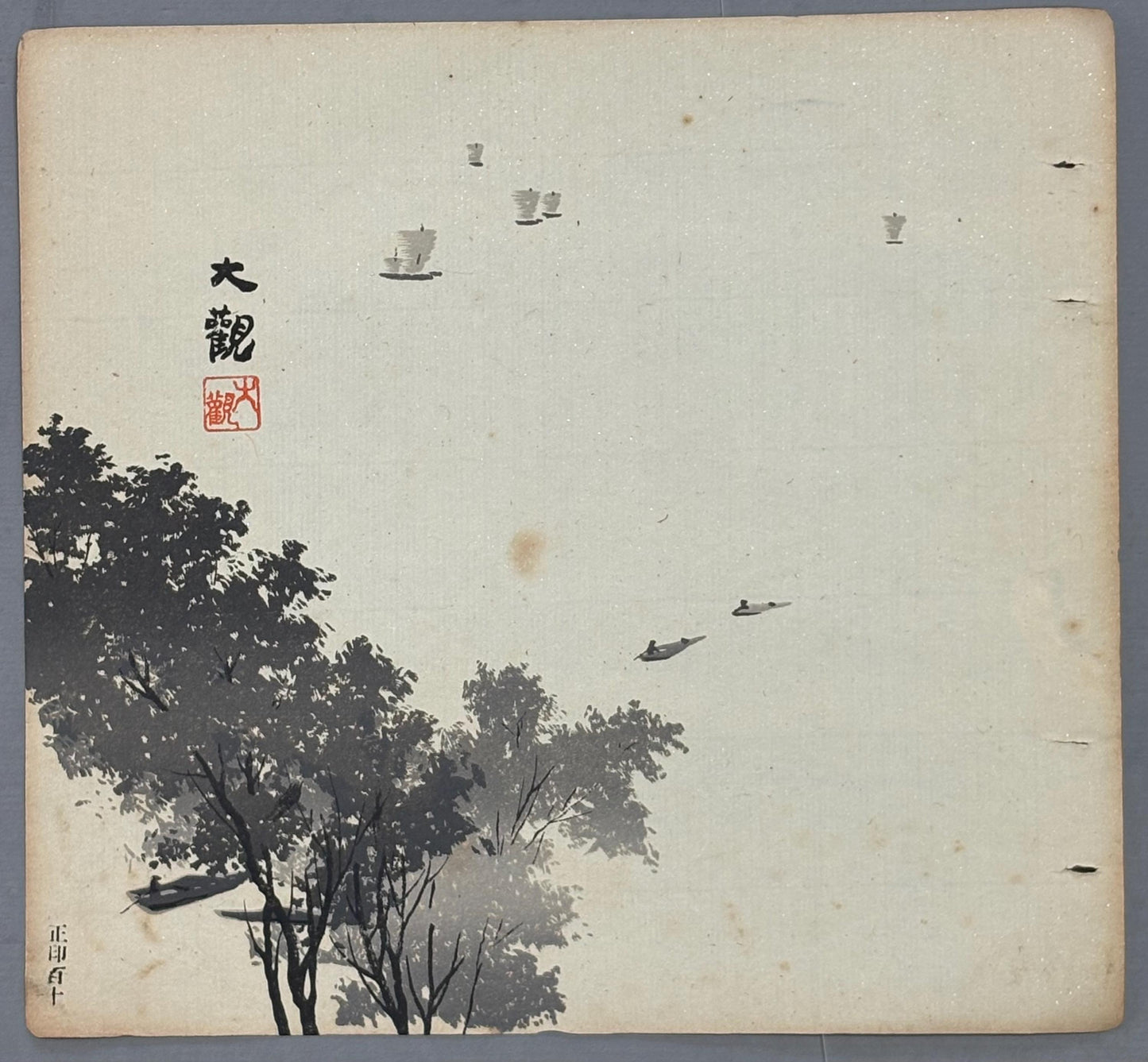 Japanese antique design, lithographic print, around a hundred years ago, Yokoyama Taikan.