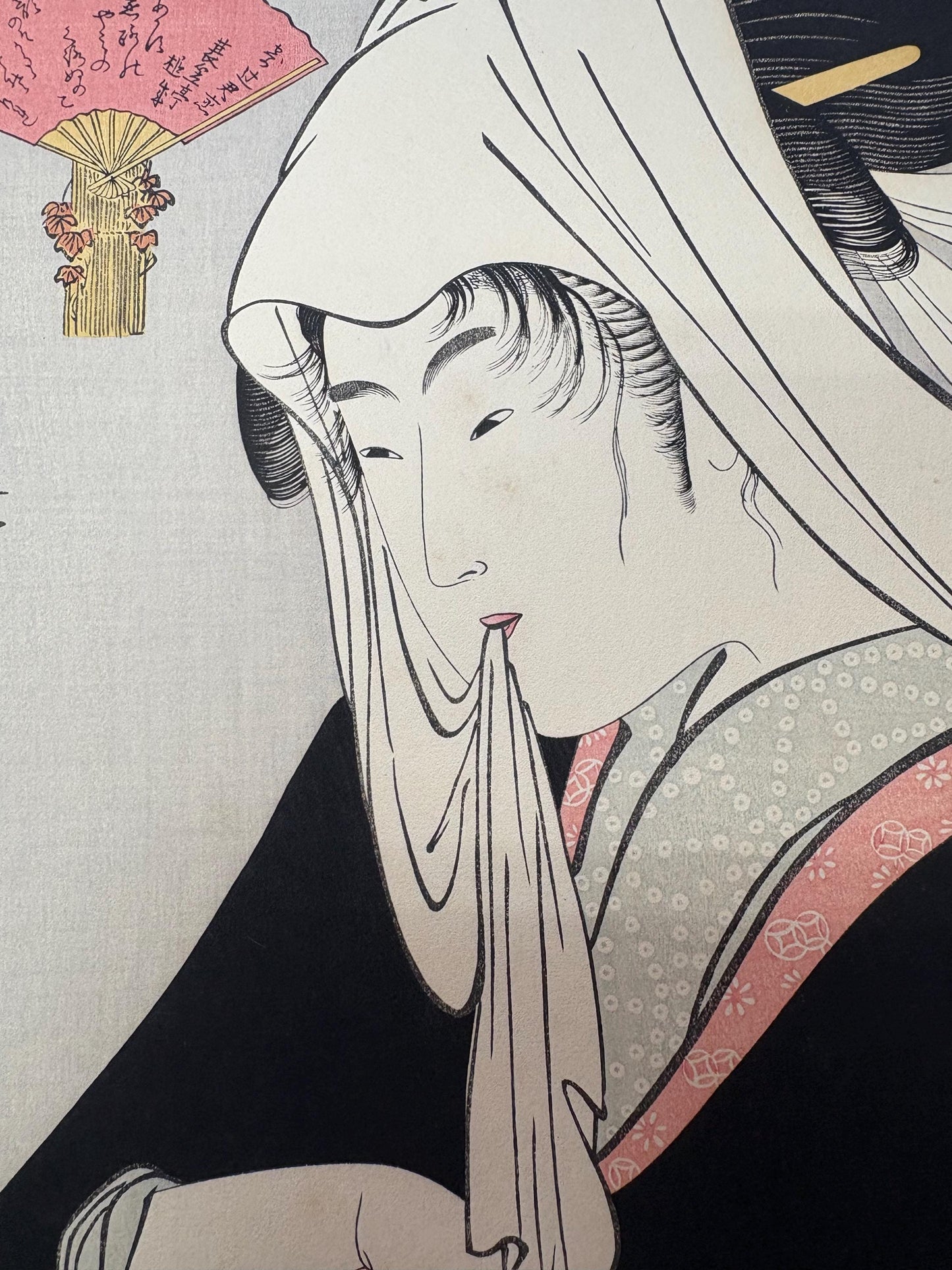 Japanese Ukiyoe, Woodblock print, antique, Utamaro,  "Love for a Street-walker "