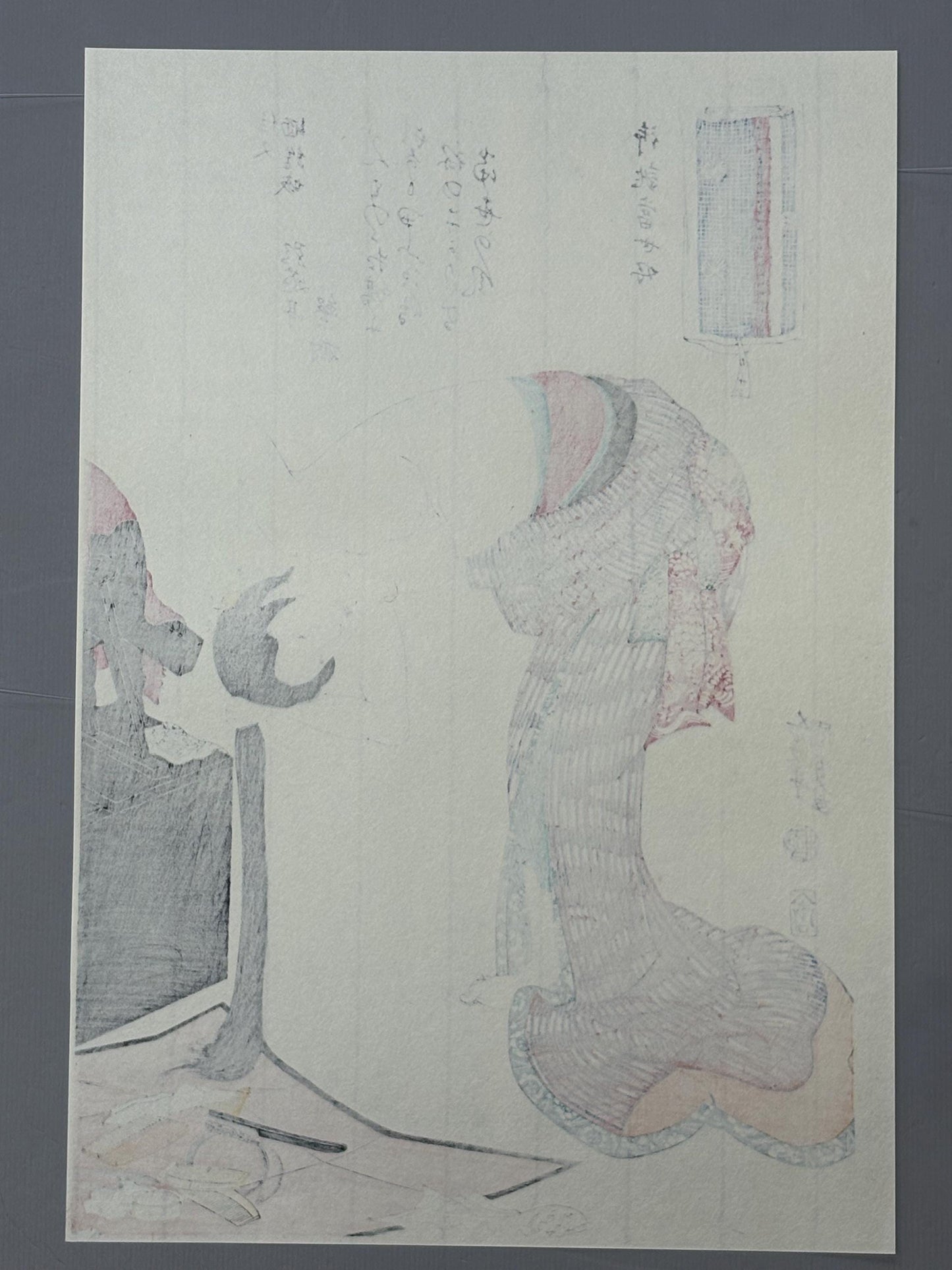 Japanese Ukiyoe, Woodblock print, kunisada,  "Woman combing hair. On-atsuraé Tosei Konomi".