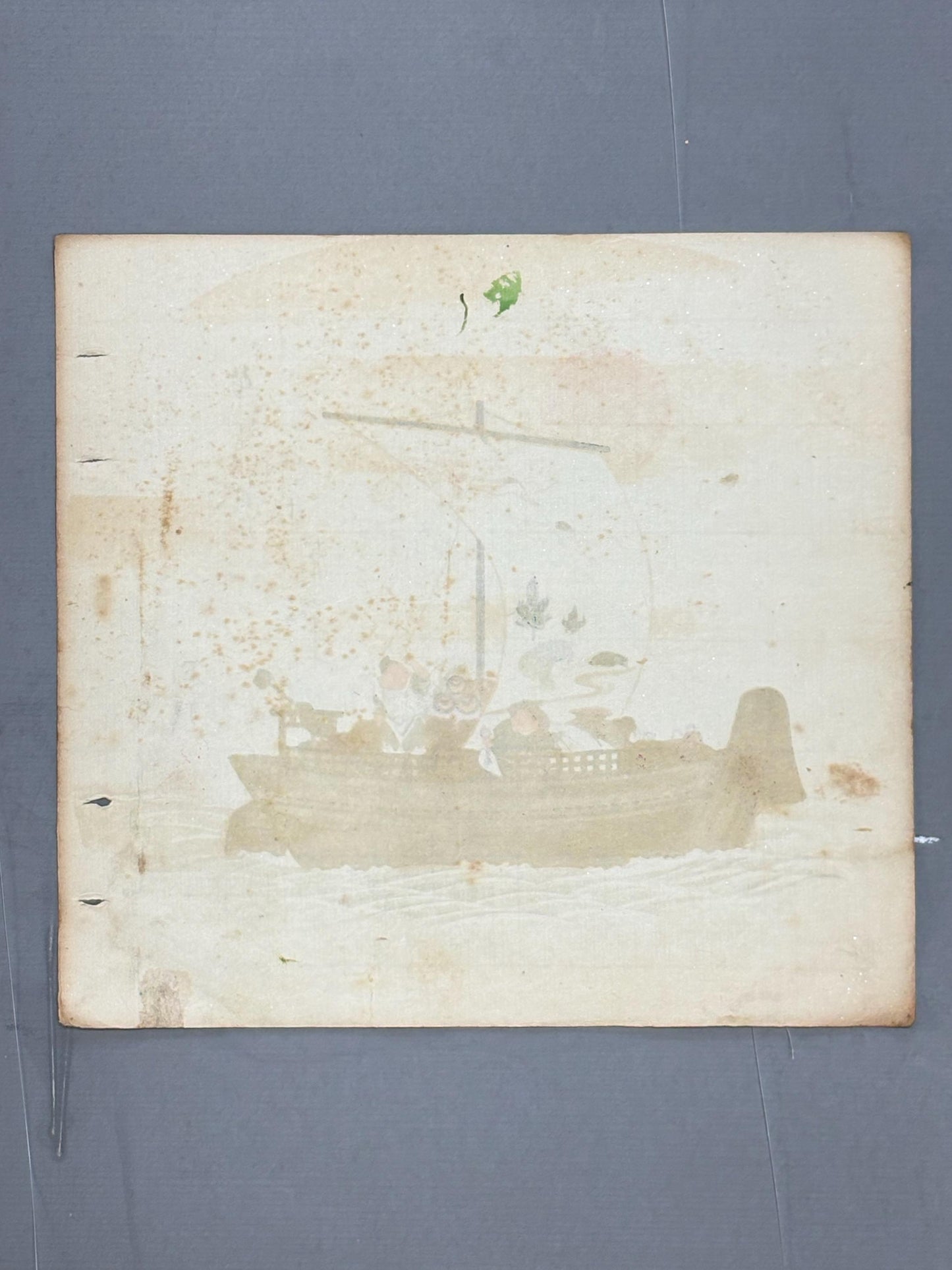 Japanese antique design, lithographic print, around a hundred years ago, Keisai, "Treasure ship"..