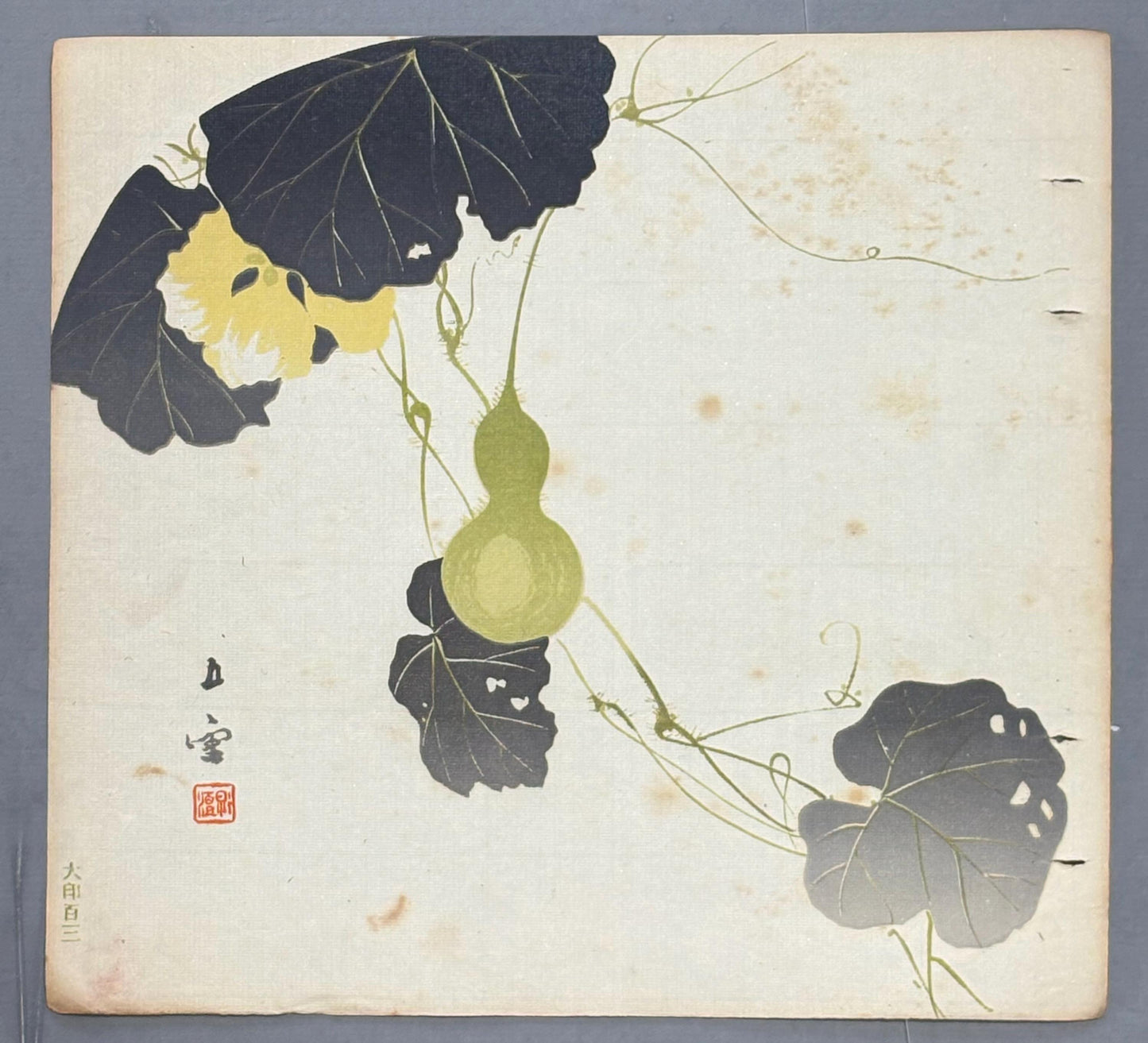 Japanese antique design, lithographic print, around a hundred years ago, Nishimura Goun, "gourd".