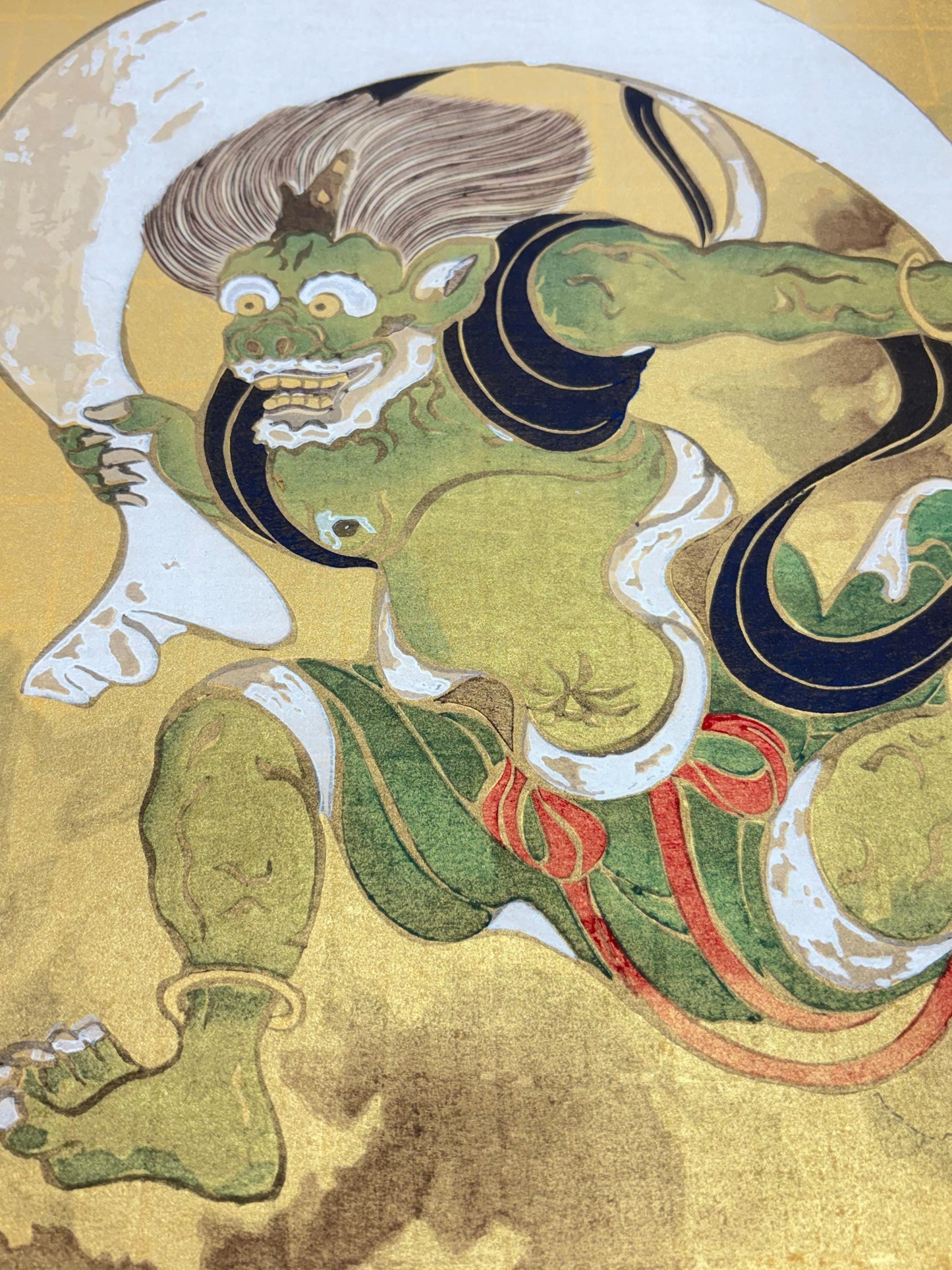 Large size, Japanese woodblock print, "Wind God", Sotatsu TAWARAYA.Rinpa.