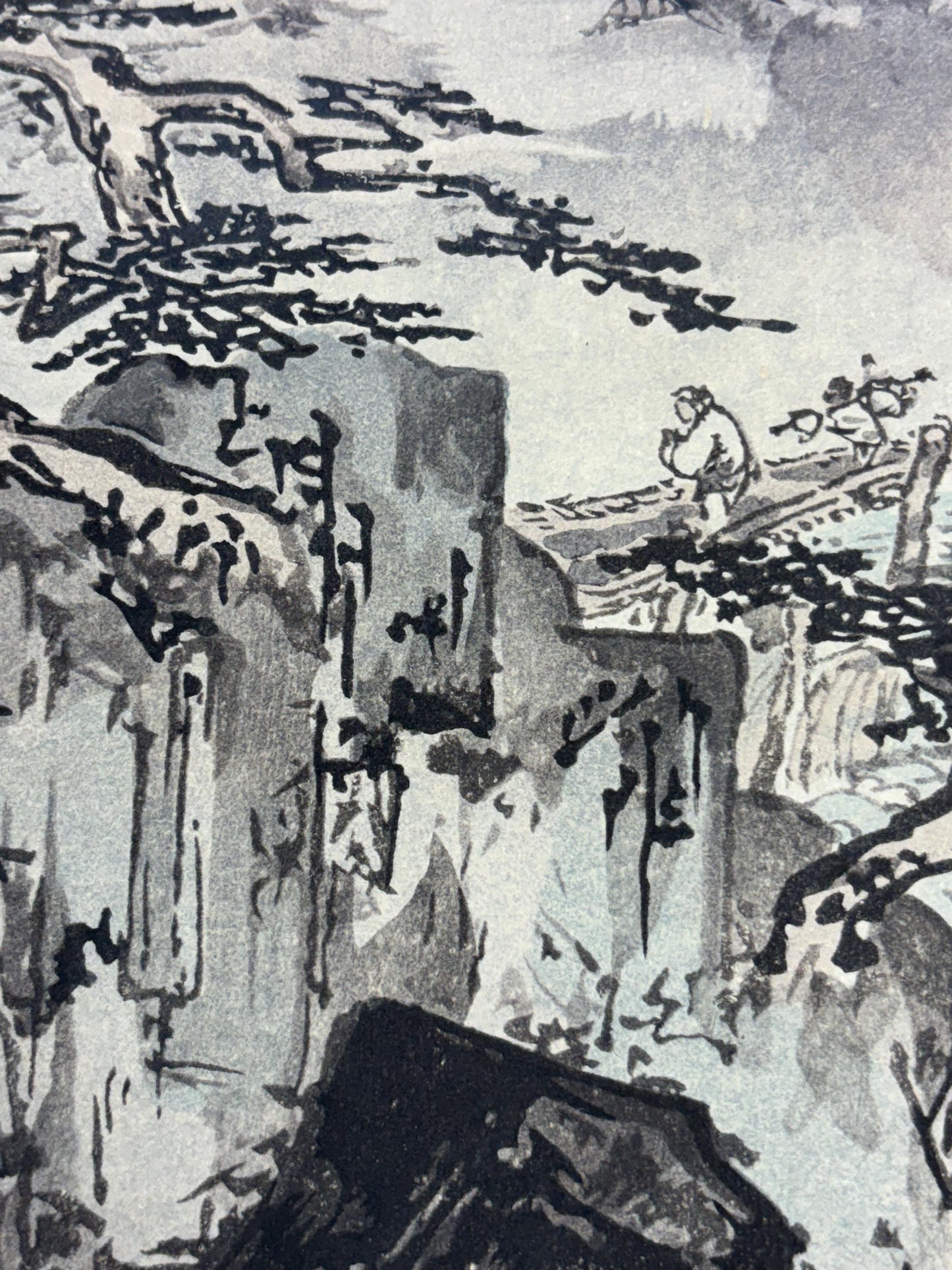 Japanese ink painting, woodcut print, Gakuou,Large size.