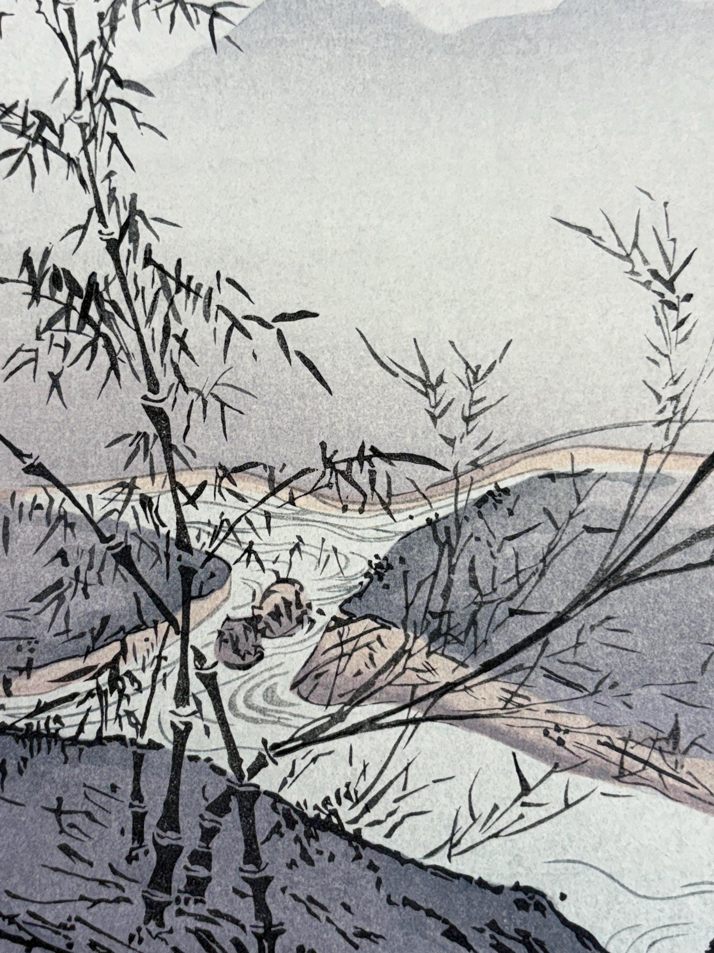 Josetsu,Large size. Japanese woodblock print. Ink painting.
