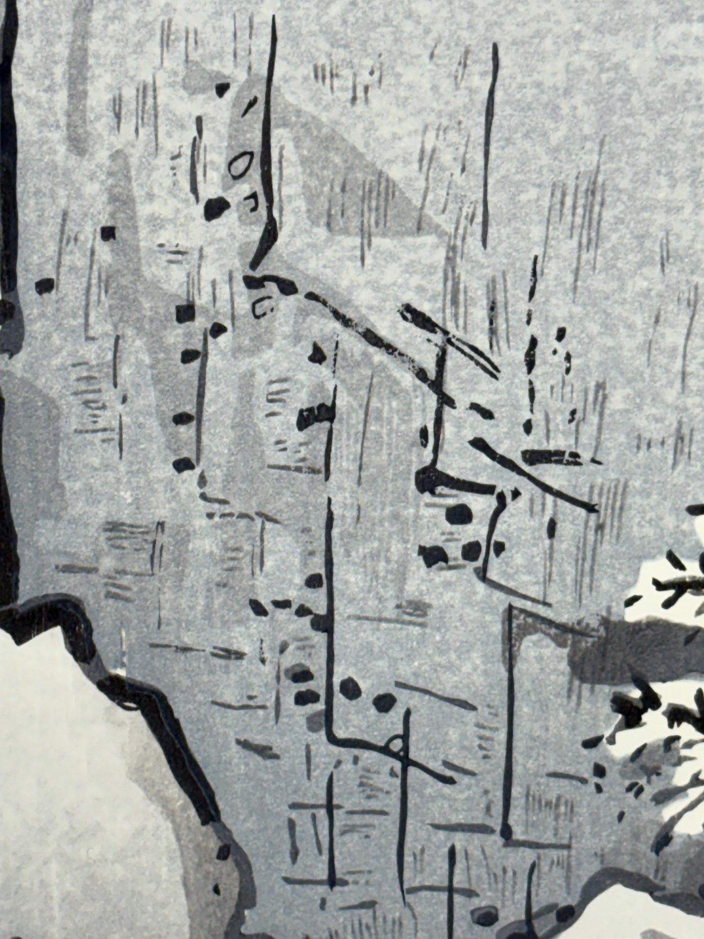 Sesshu,Large size. 1 Japanese woodblock print. Ink painting.