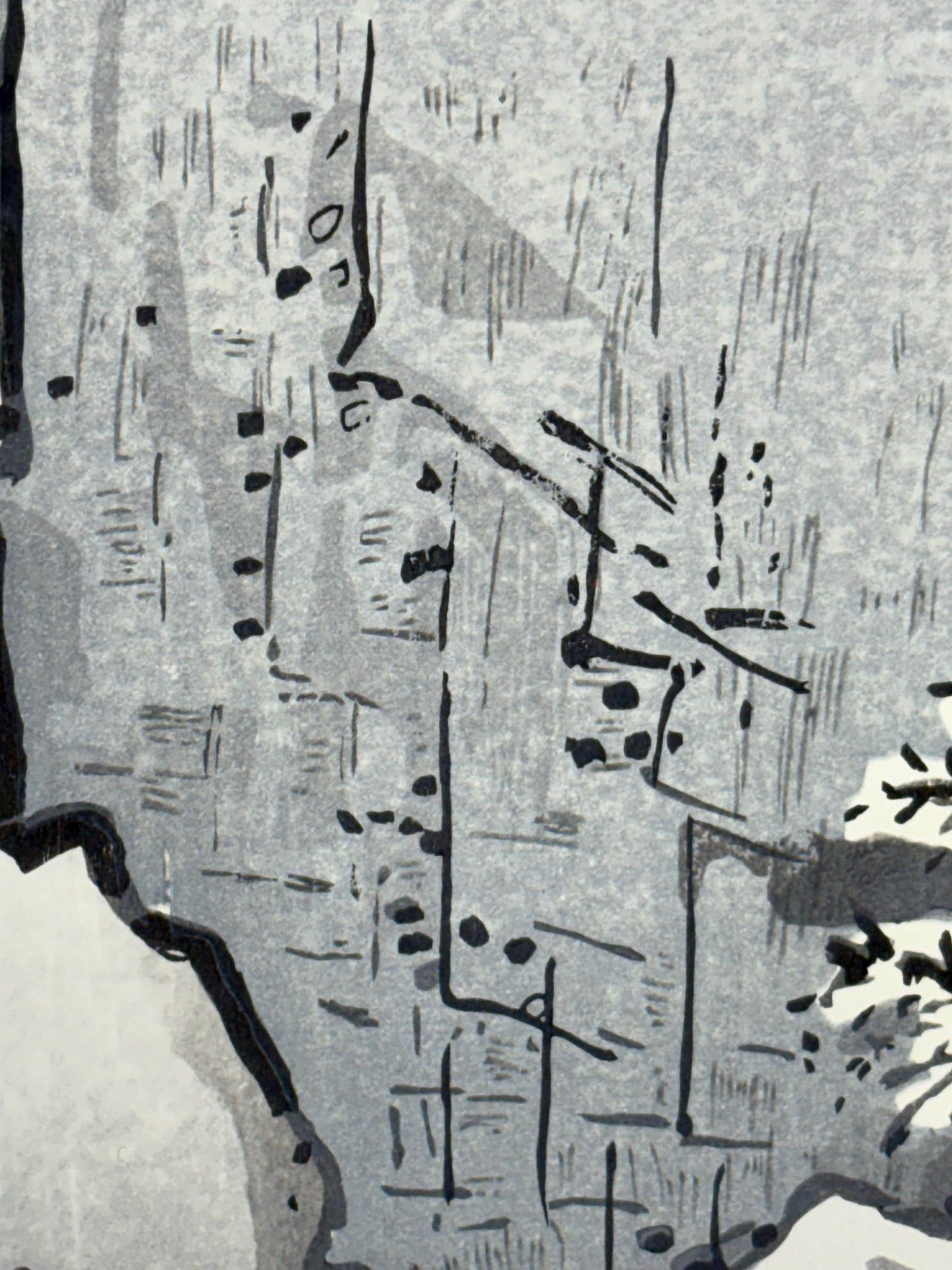Sesshu,Large size. 1 Japanese woodblock print. Ink painting.
