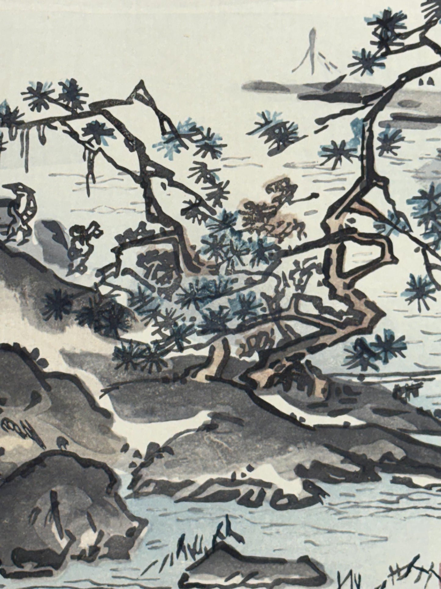 Japanese ink painting, woodcut print, Shousen,Large size.