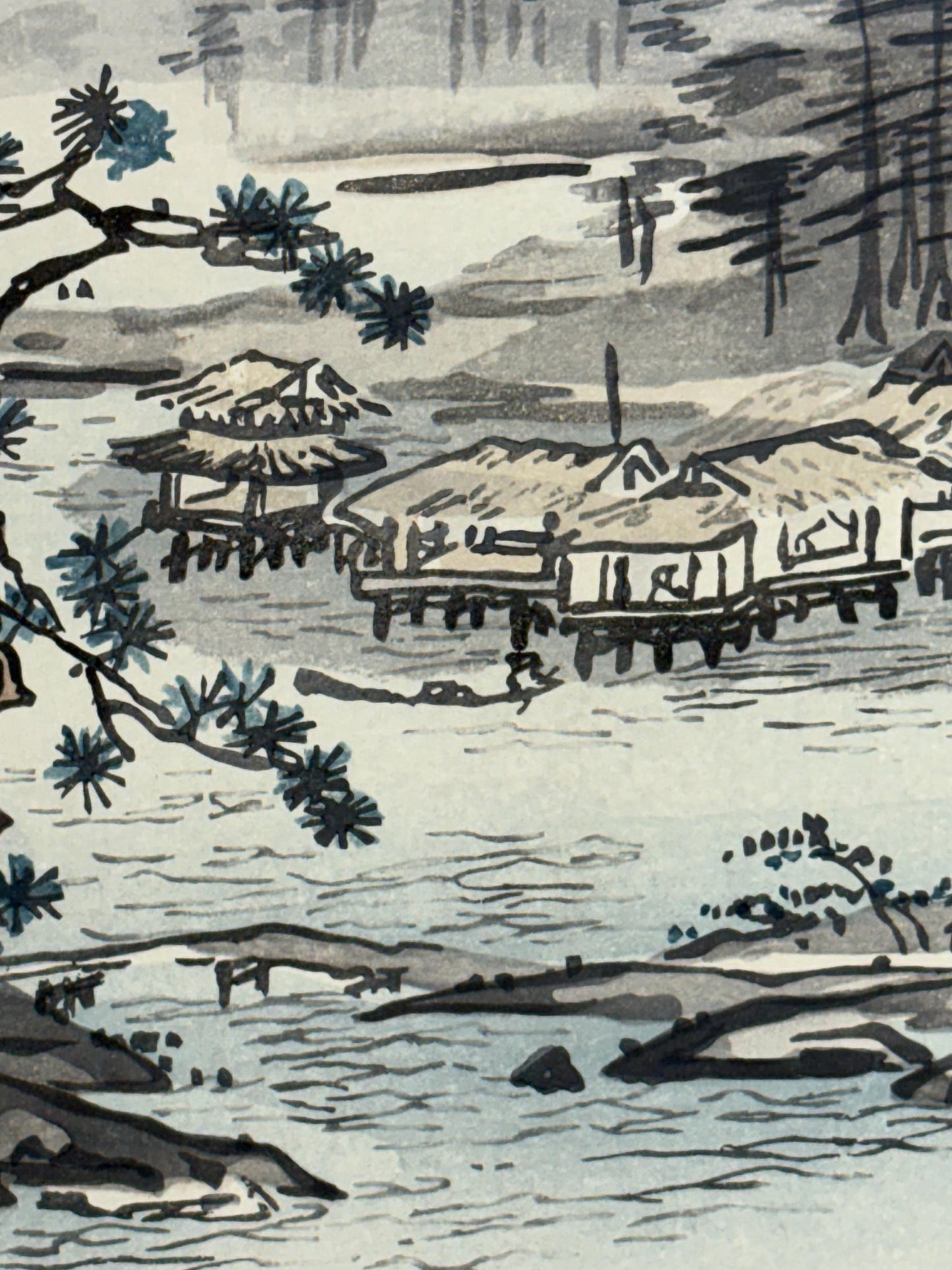 Japanese ink painting, woodcut print, Shousen,Large size.