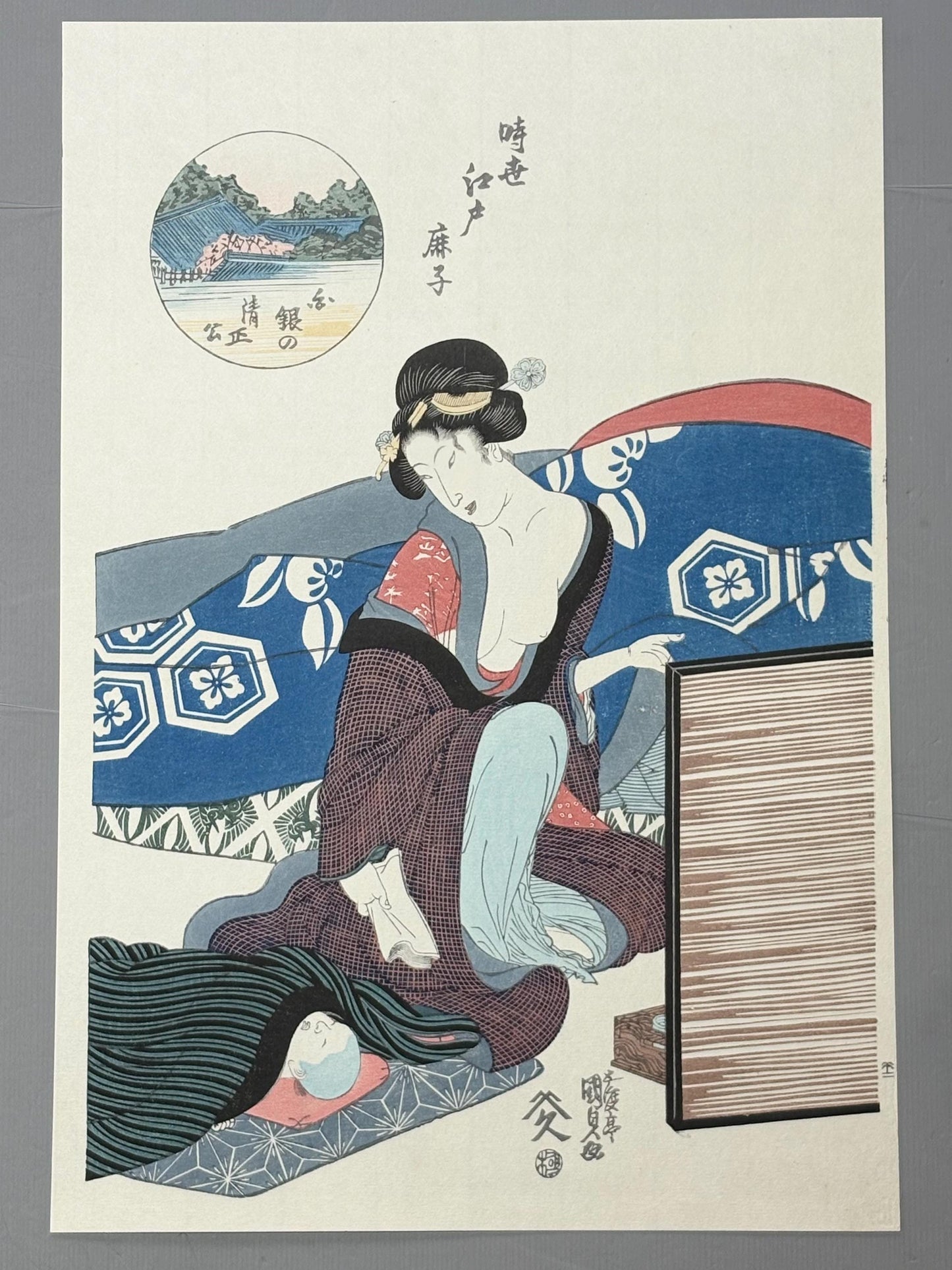 Japanese Ukiyoe, Woodblock print, kunisada,  "Beautiful Women of Edo".