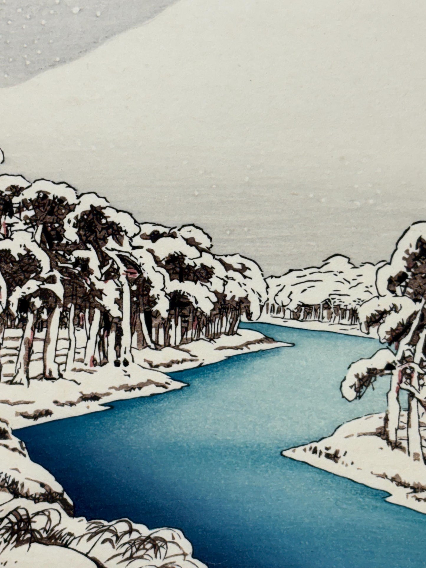 Japanese Ukiyoe, Shin-hanga, Woodblock print, antique, Hashiguchi Goyo, "Mount Ibuki in snow"