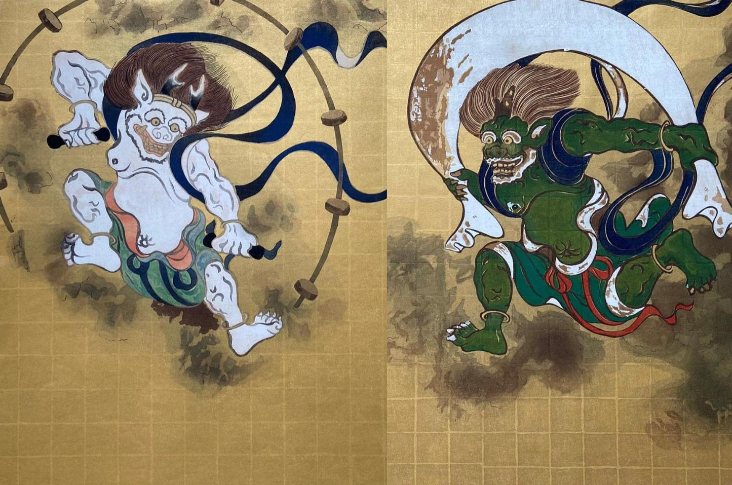 Japanese woodblock print, Large size,  Sotatsu TAWARAYA, "Wind and Thunder Gods".