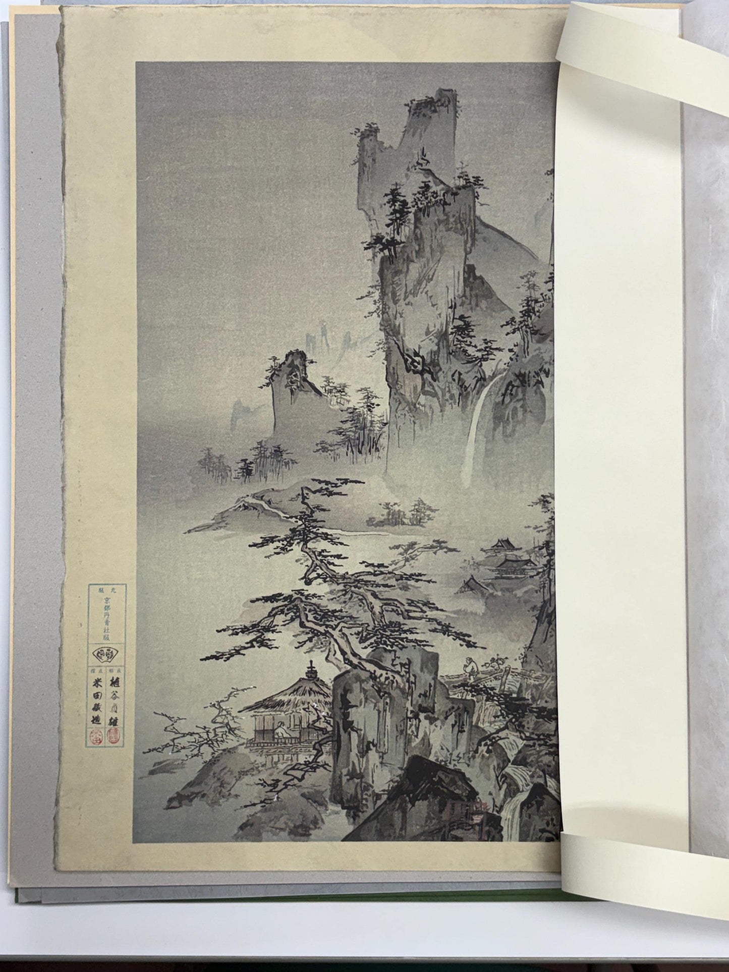 Japanese ink painting, woodcut print, Gakuou,Large size.