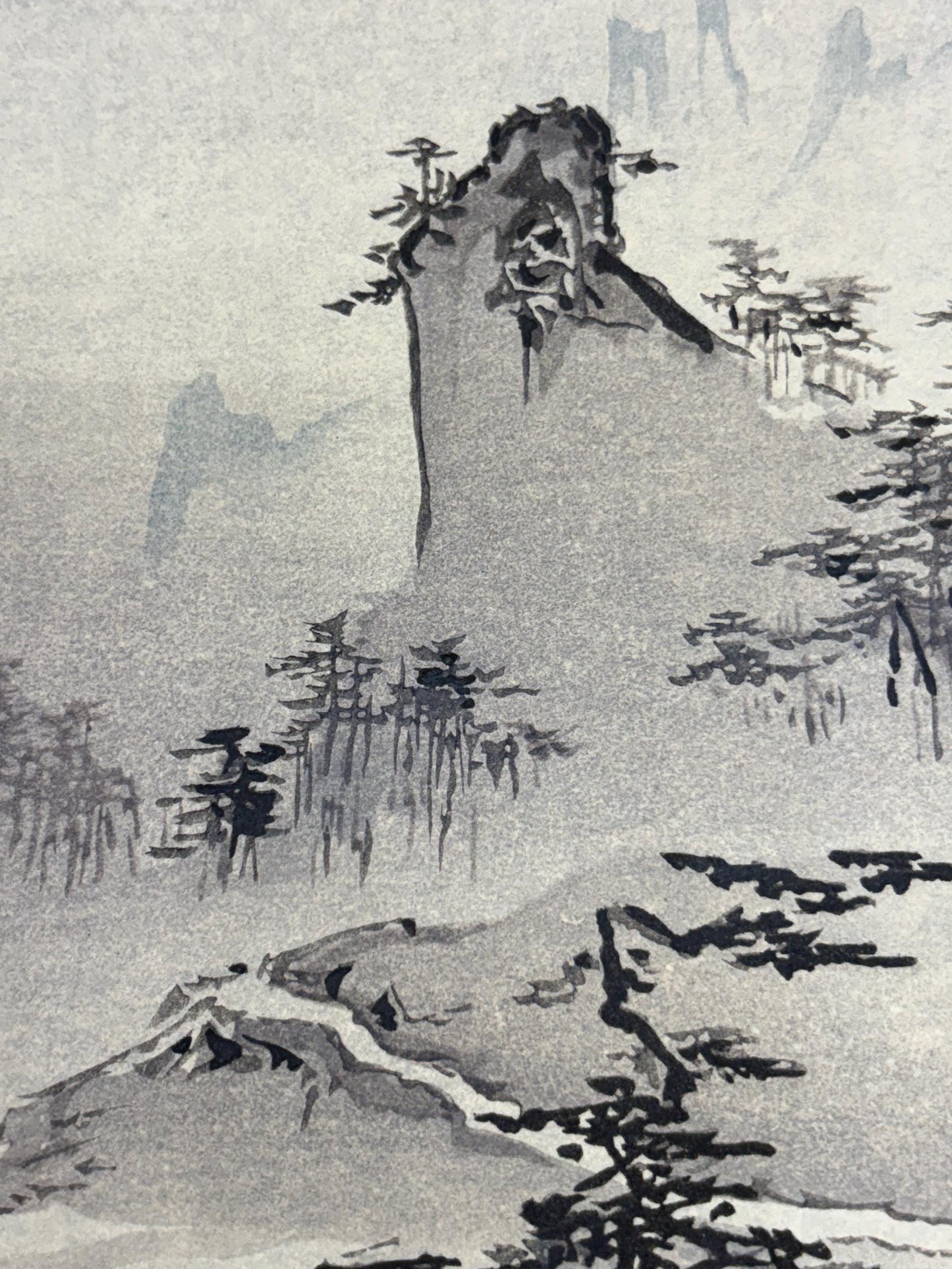 Japanese ink painting, woodcut print, Gakuou,Large size.