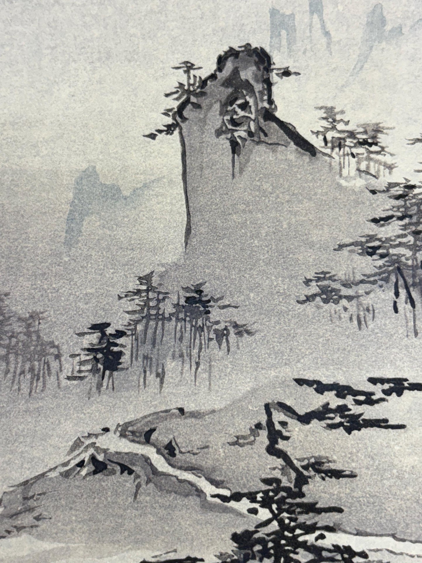 Japanese ink painting, woodcut print, Gakuou,Large size.