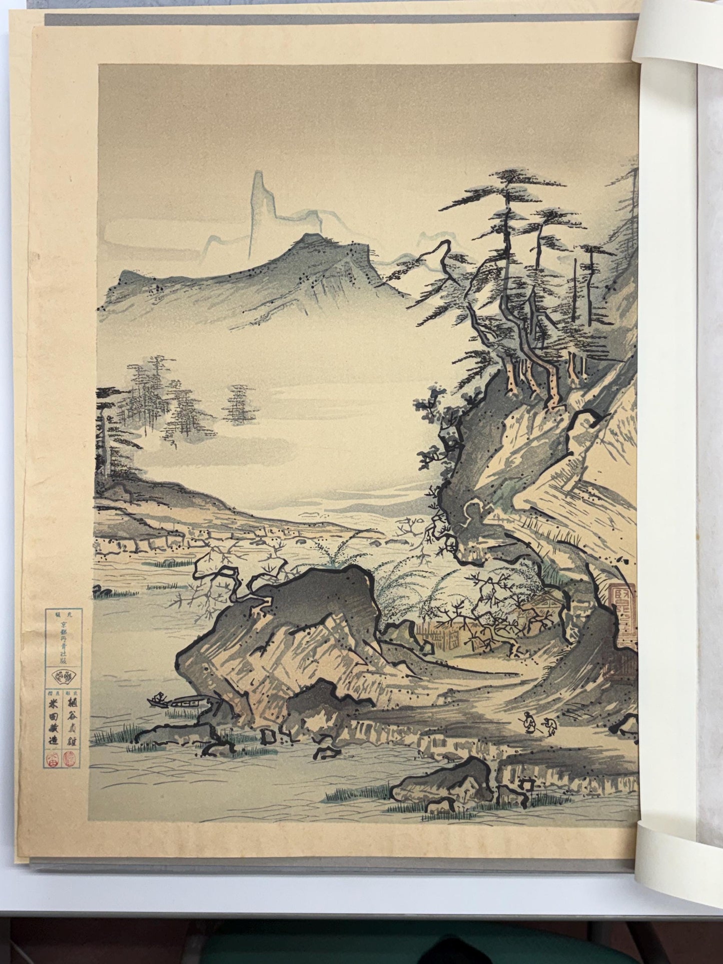 Japanese ink painting, woodcut print, Shoukei,Large size.