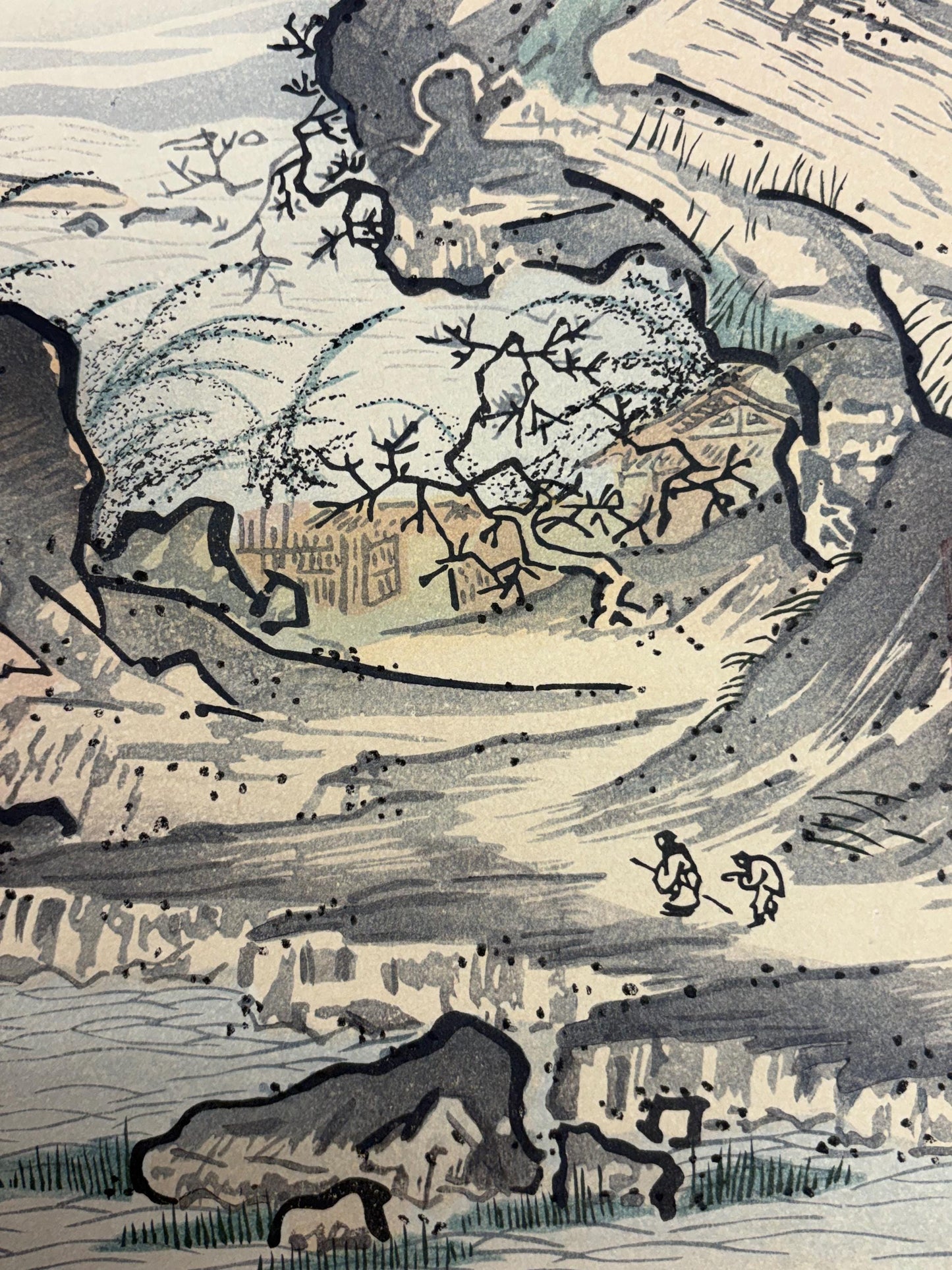 Japanese ink painting, woodcut print, Shoukei,Large size.