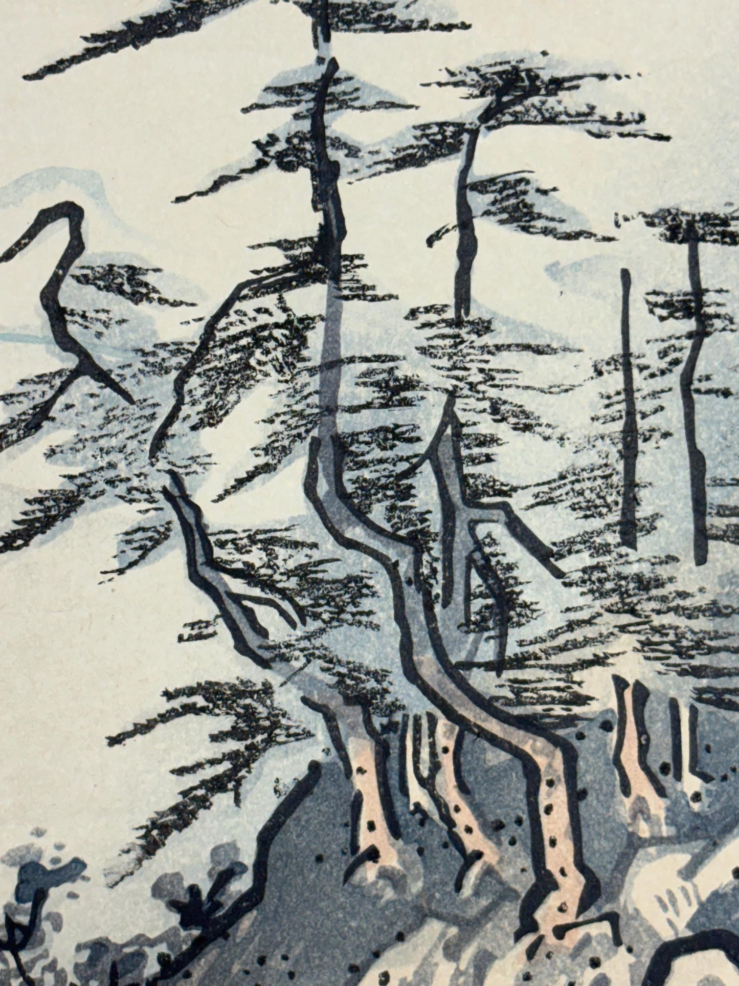 Japanese ink painting, woodcut print, Shoukei,Large size.
