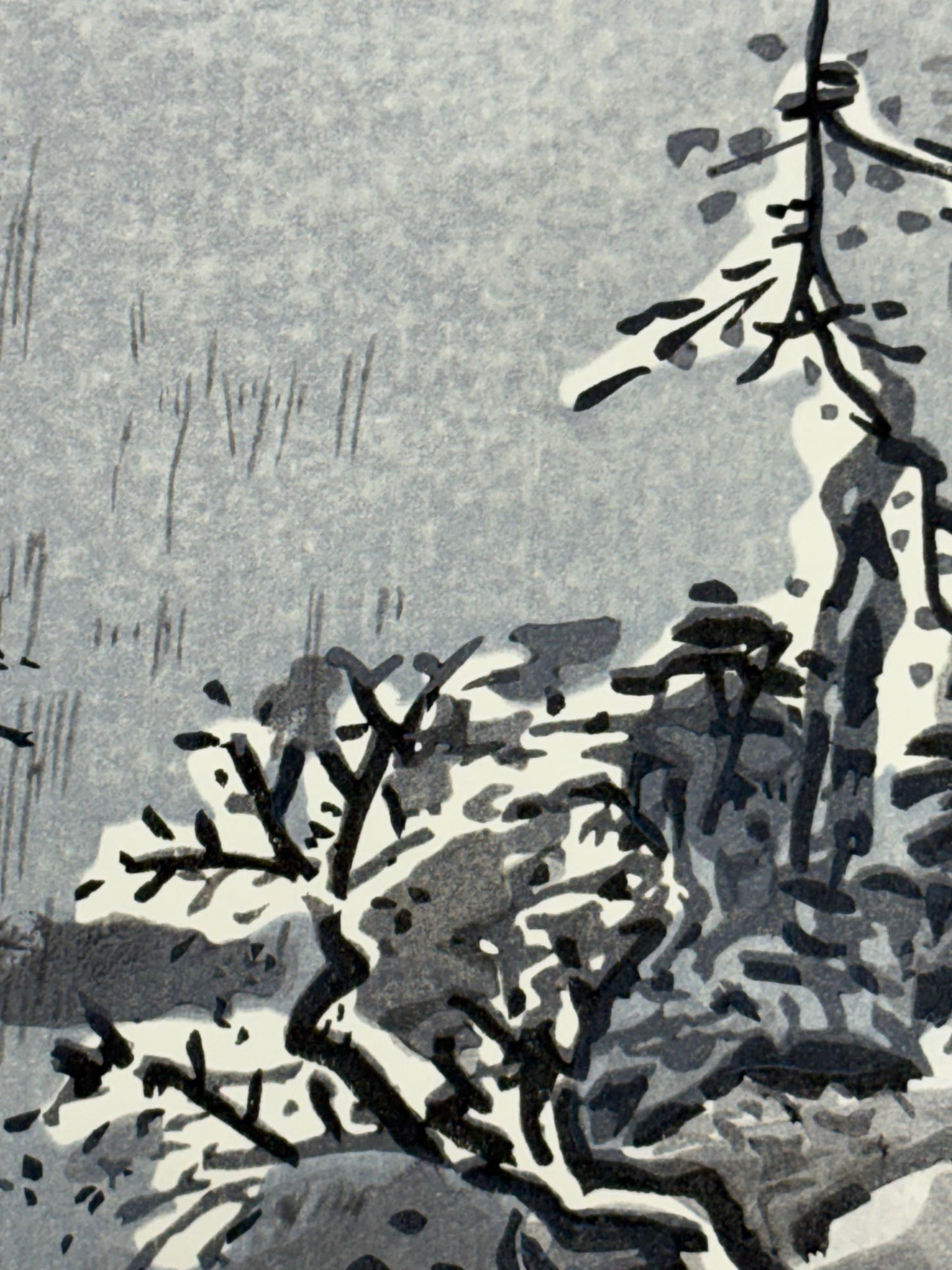 Sesshu,Large size. 1 Japanese woodblock print. Ink painting.