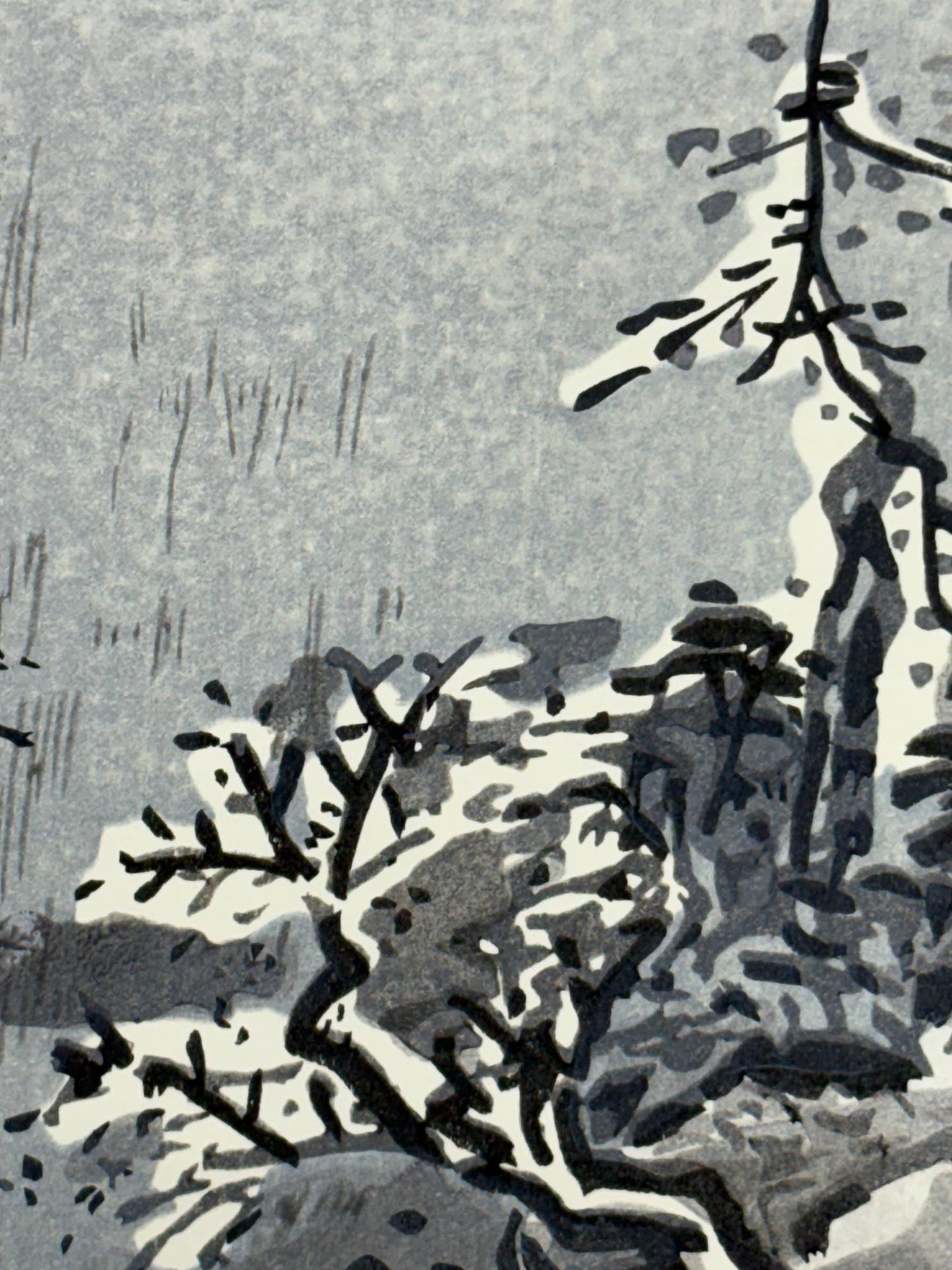Sesshu,Large size. 1 Japanese woodblock print. Ink painting.