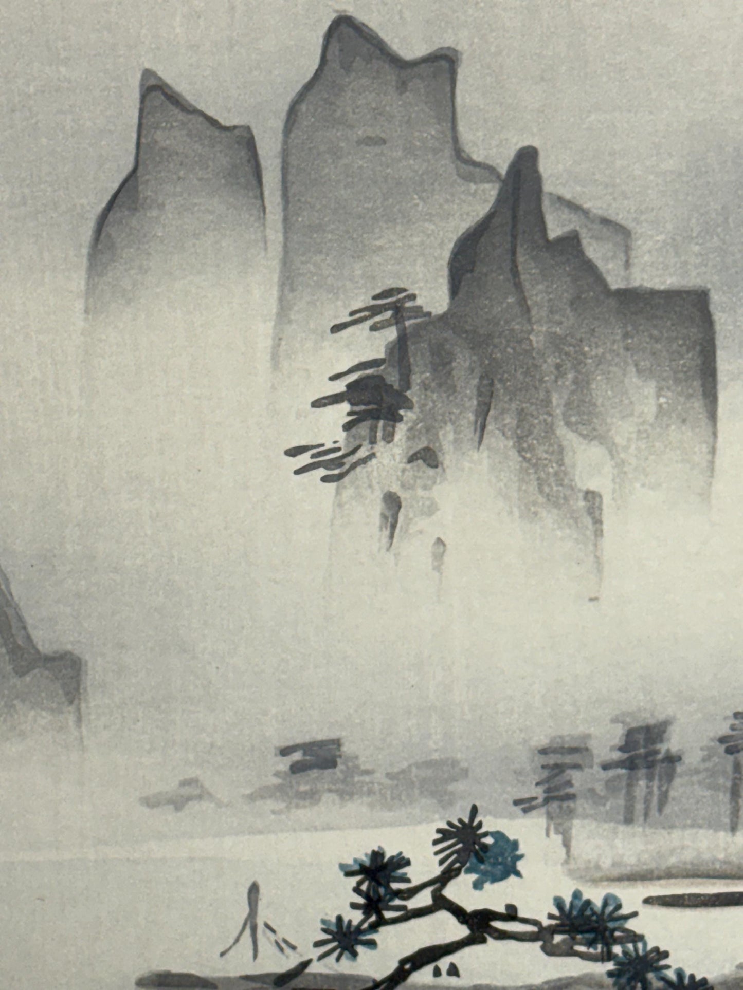 Japanese ink painting, woodcut print, Shousen,Large size.