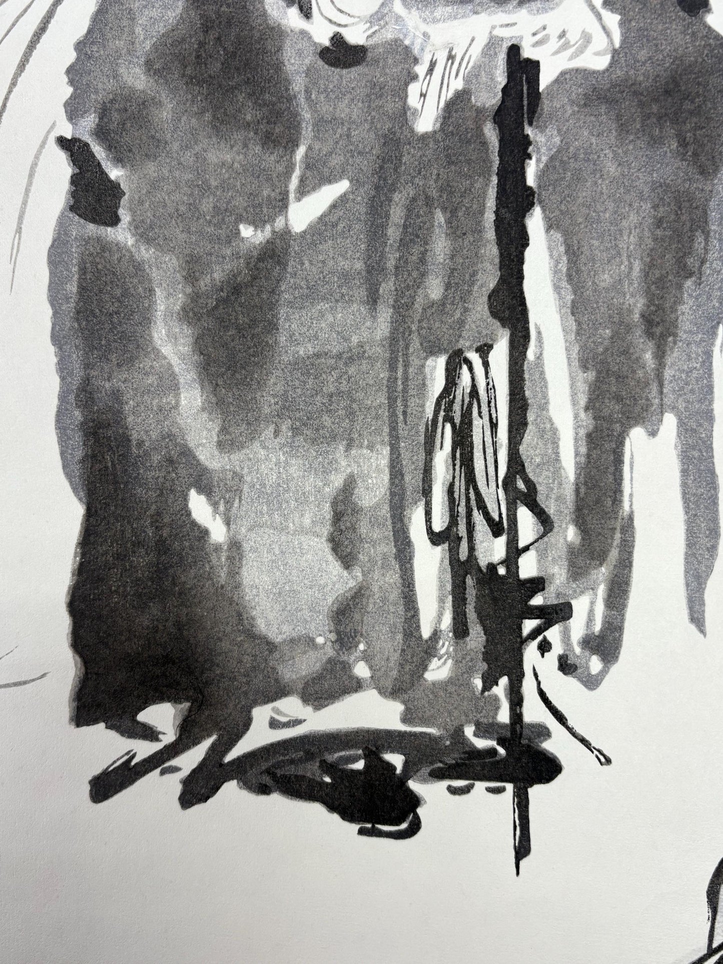 Japanese ink painting, woodcut print, Niten Miyamoto,Large size.