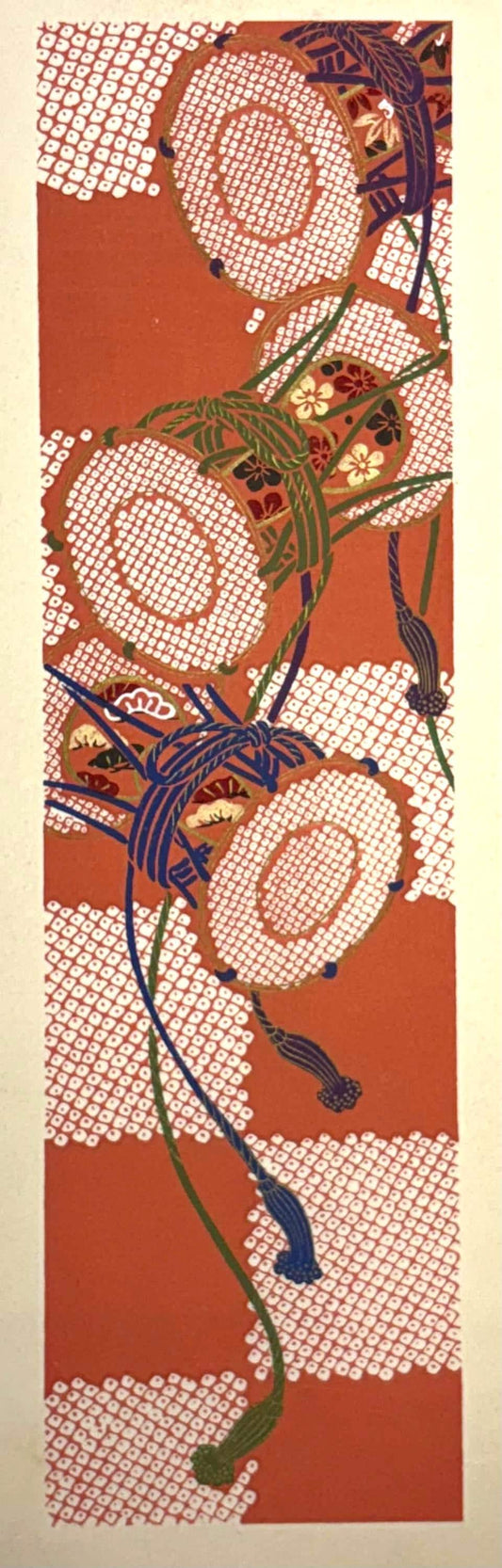 Japanese antique woodblock print, Design, 1937, Kawarazaki Kodo, Kimono design. 2-14