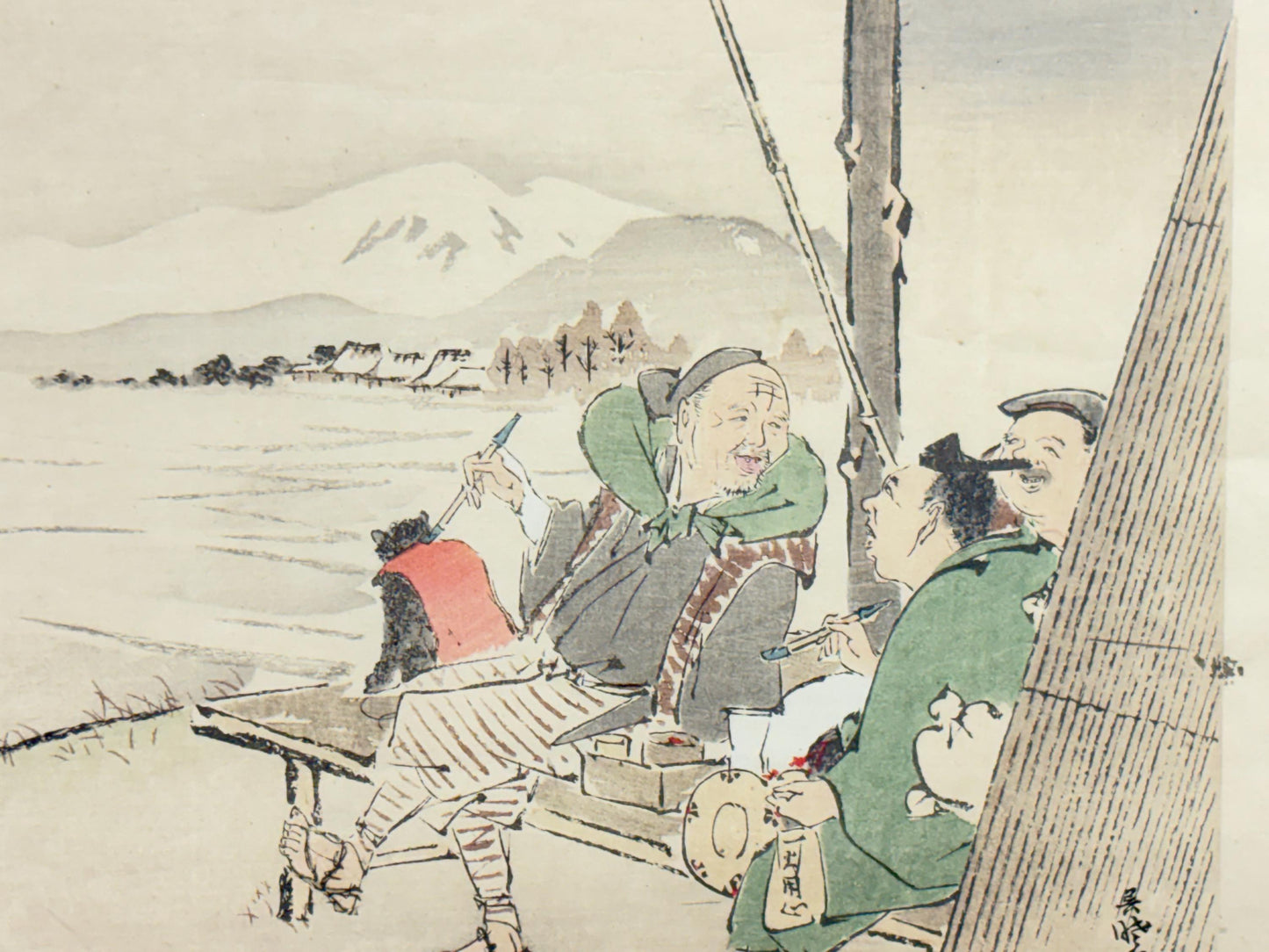 1908,  Japanese Woodblock print, antique, Miyake Gogyou, "Long live the zodiac".