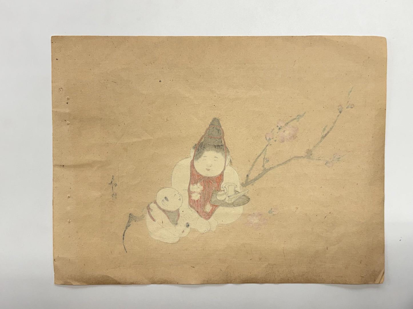 1908,  Japanese Woodblock print, antique, Miyake Gogyou, "Gosho doll".